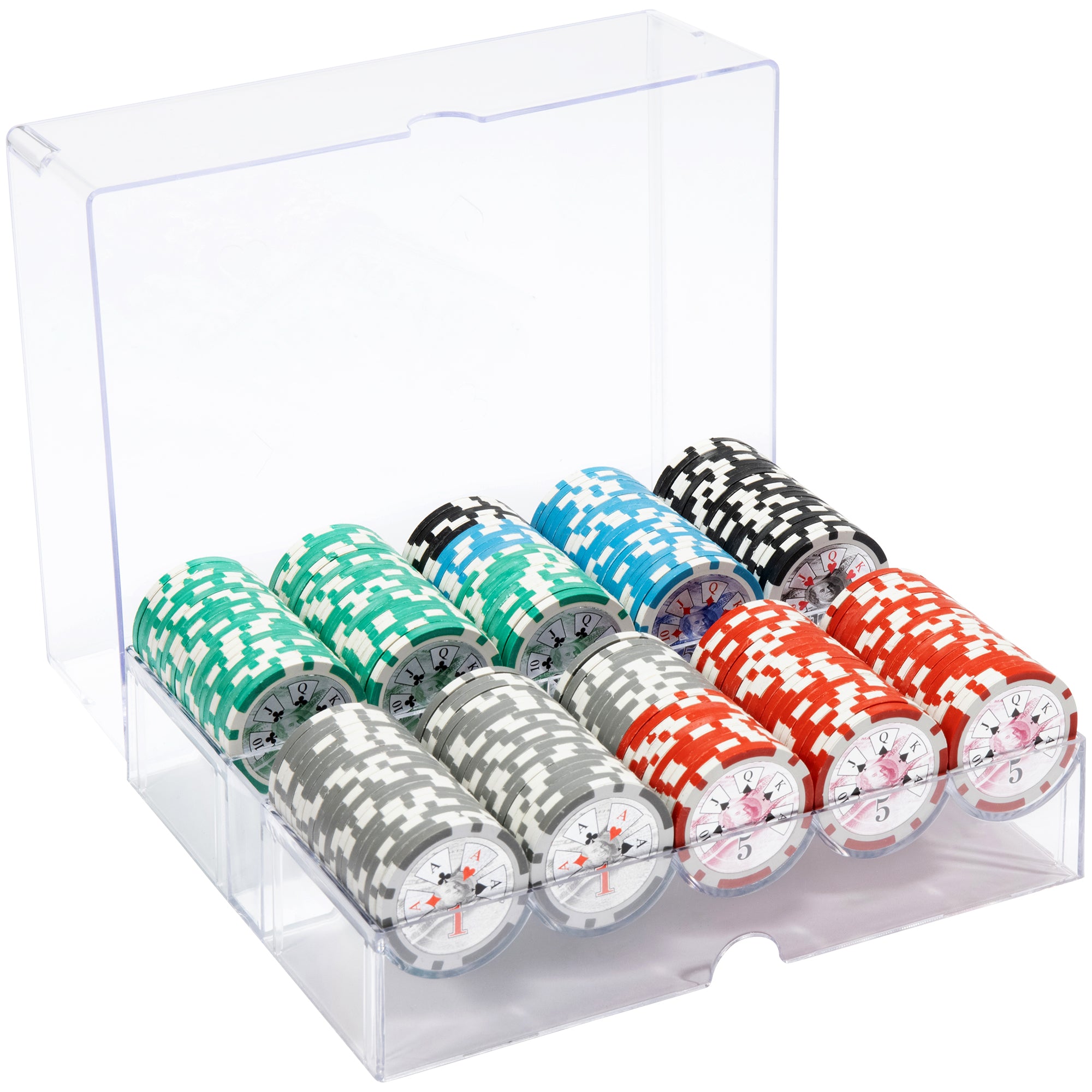 Ben Franklin 14-gram Poker Chip Set in Acrylic Tray (200 Count) - Clay Composite