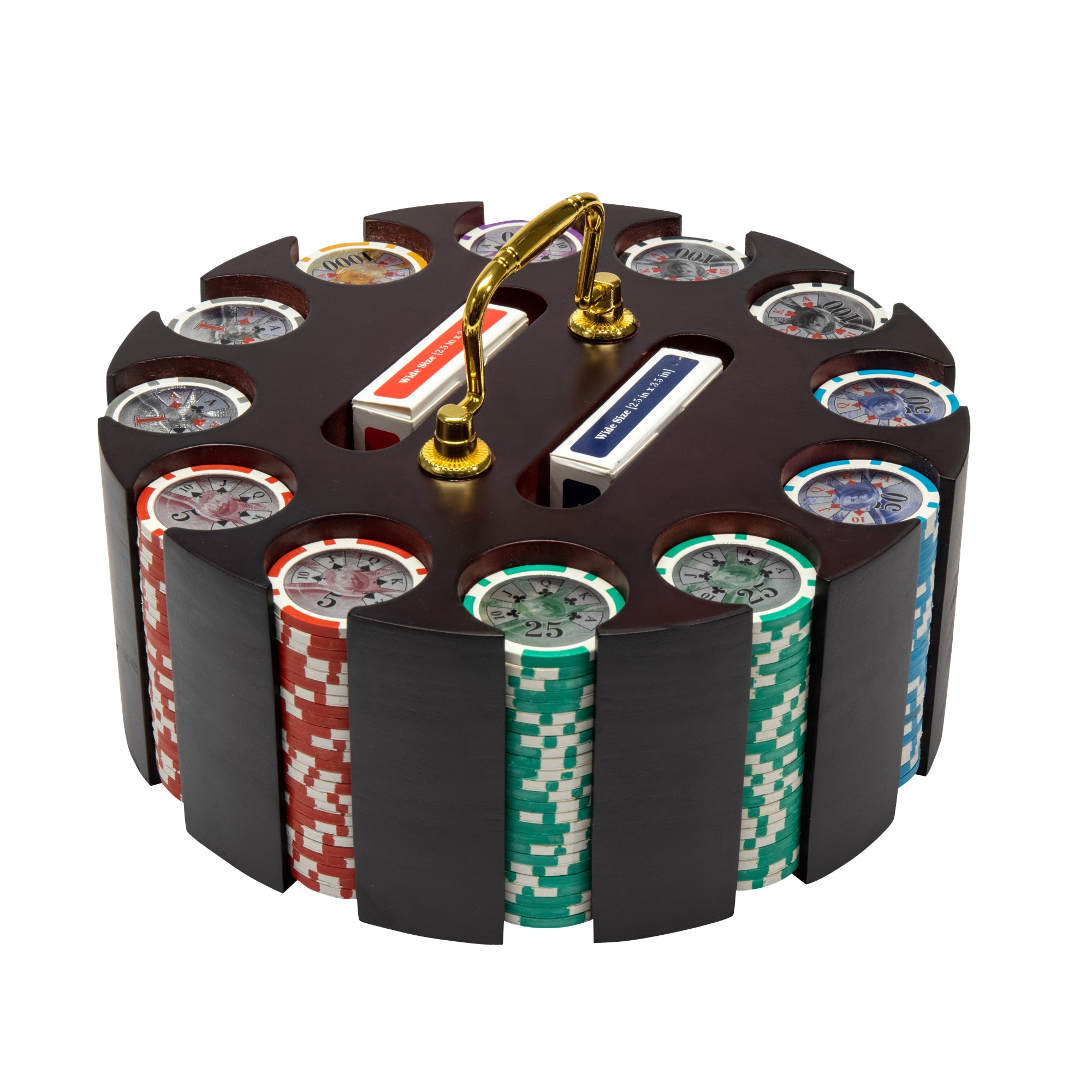 Ben Franklin 14-gram Poker Chip Set in Wood Carousel (300 Count) - Clay Composite