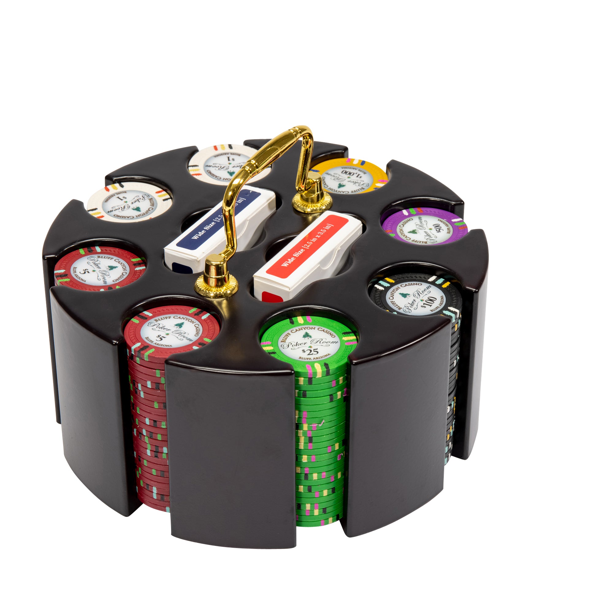 Bluff Canyon 13.5-gram Poker Chip Set in Wood Carousel (200 Count) - Clay Composite