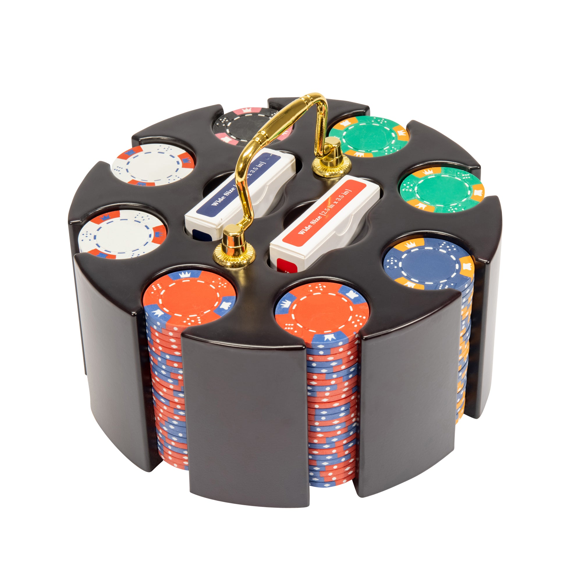 Crown & Dice 14-gram Poker Chip Sets in Wood Carousel (200 Count) - Clay Composite