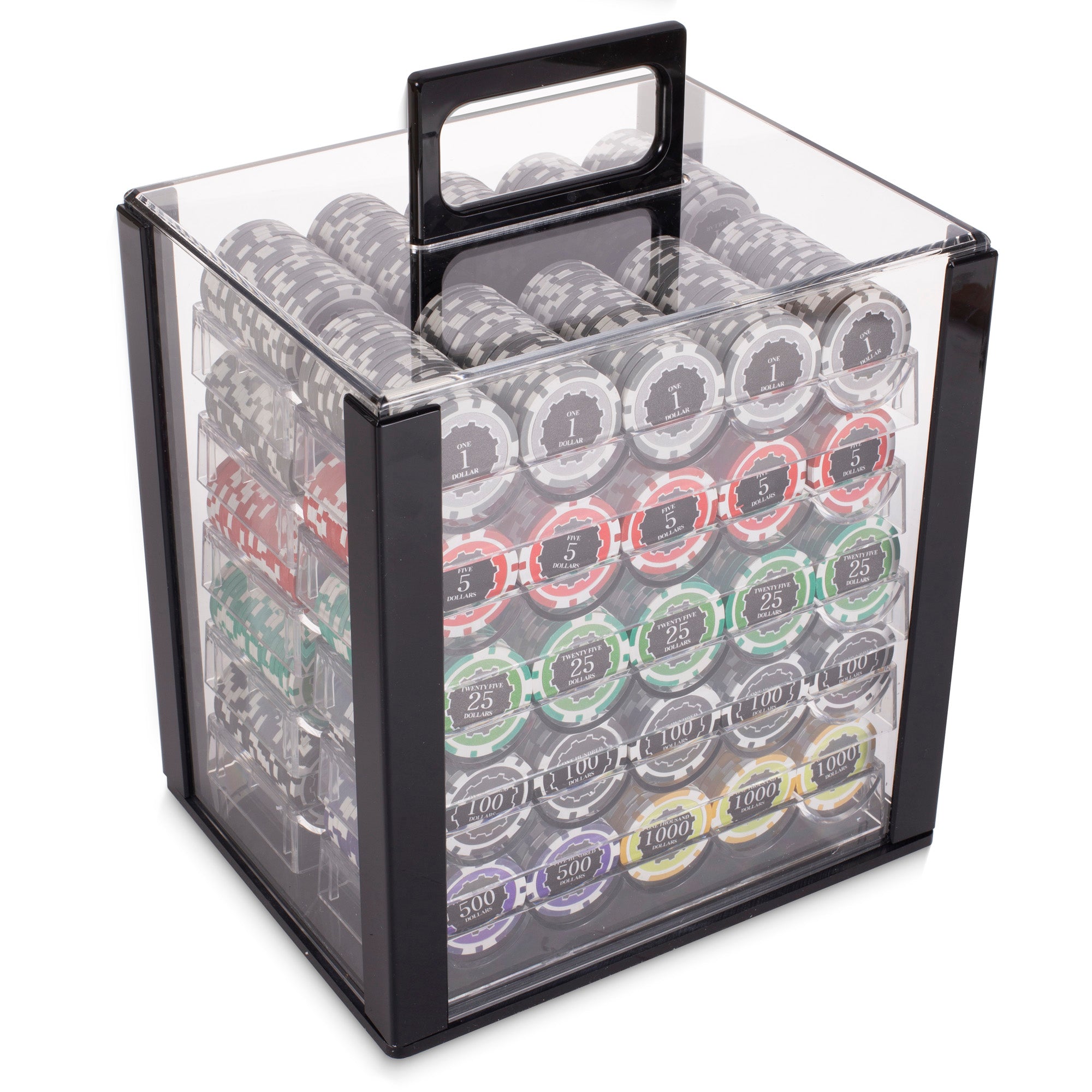 Eclipse 14-gram Poker Chip Set in Acrylic Case (1000 Count) - Clay Composite