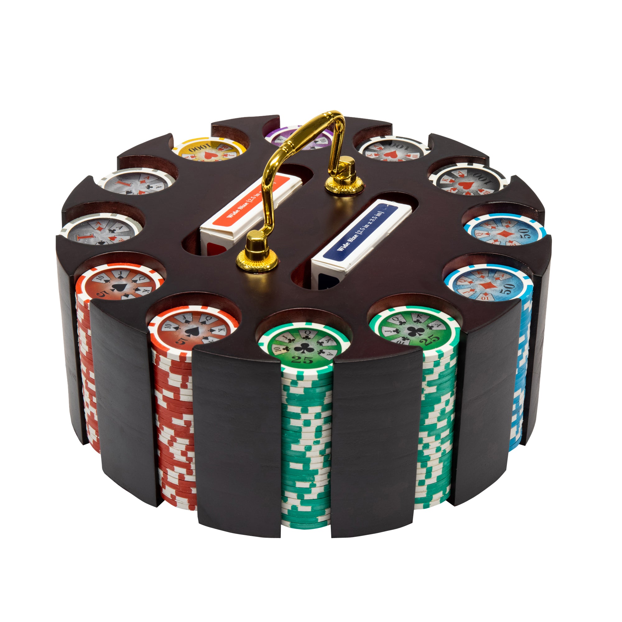 Hi Roller 14-gram Poker Chip Set in Wood Carousel (300 Count) - Clay Composite