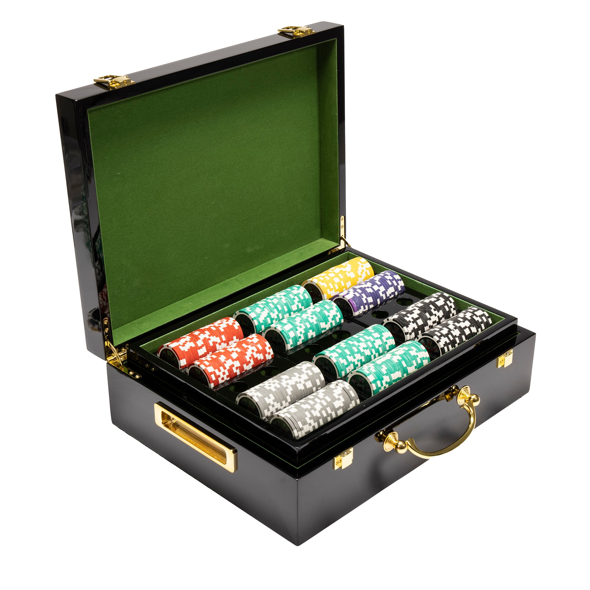 500 Ct Hi Roller 14 Gram Poker Chip Set w/ Hi Gloss Wooden Case