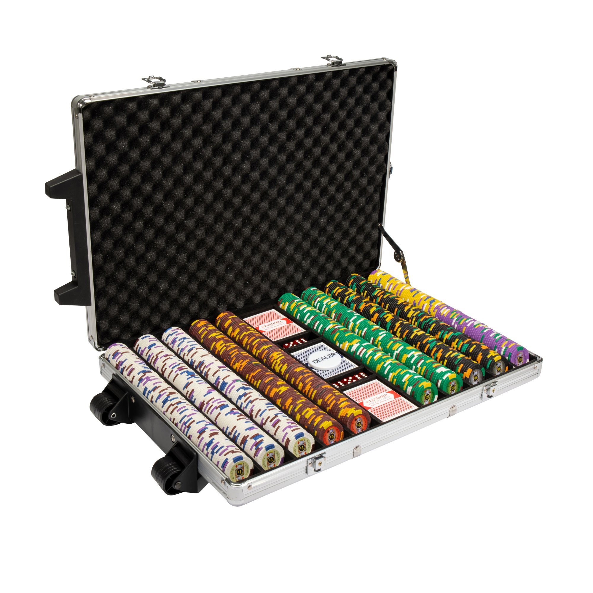 King's Casino 14-gram Poker Chip Set in Rolling Aluminum Case (1000 Count) - Clay Composite