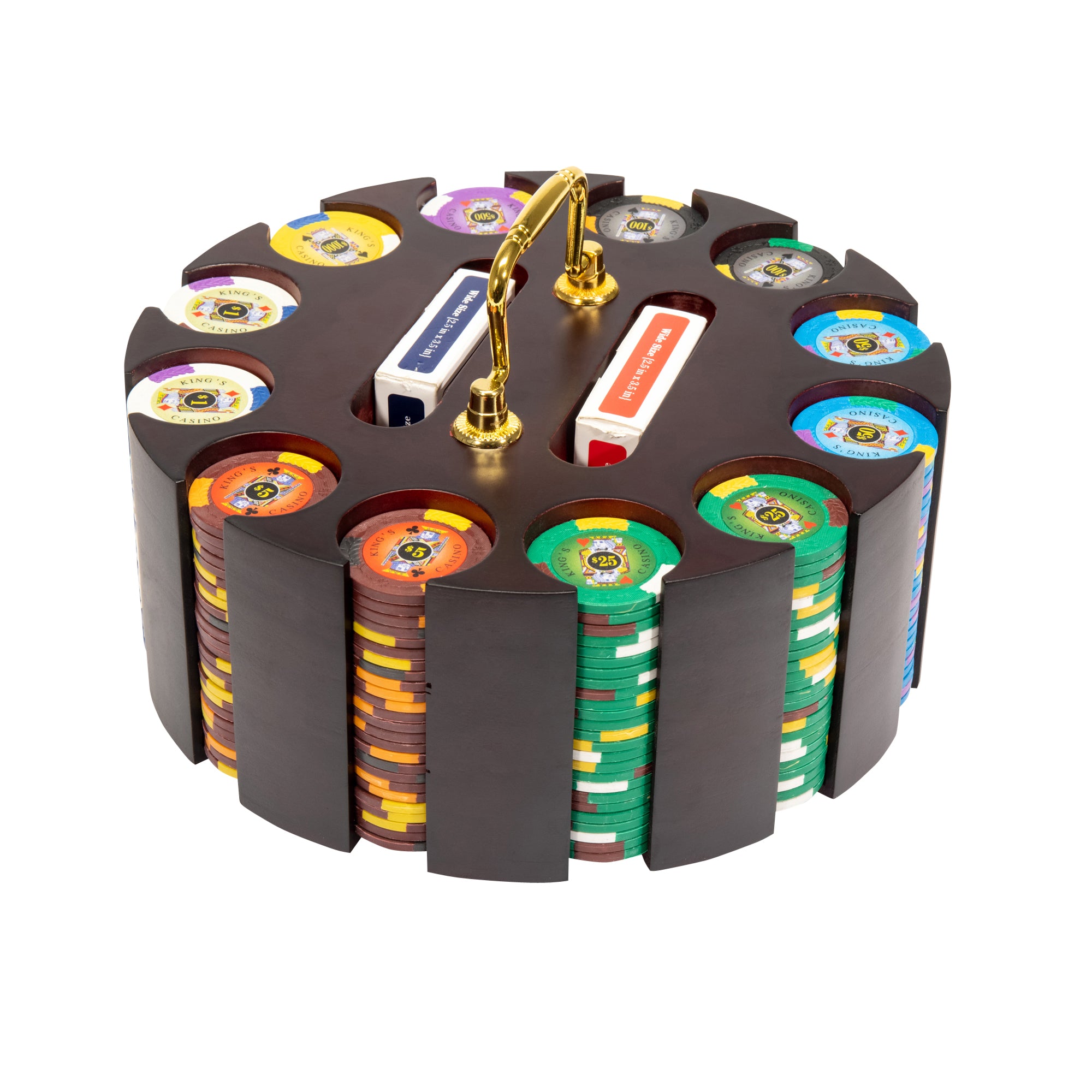 King's Casino 14-gram Poker Chip Set in Wooden Carousel (300 Count) - Clay Composite
