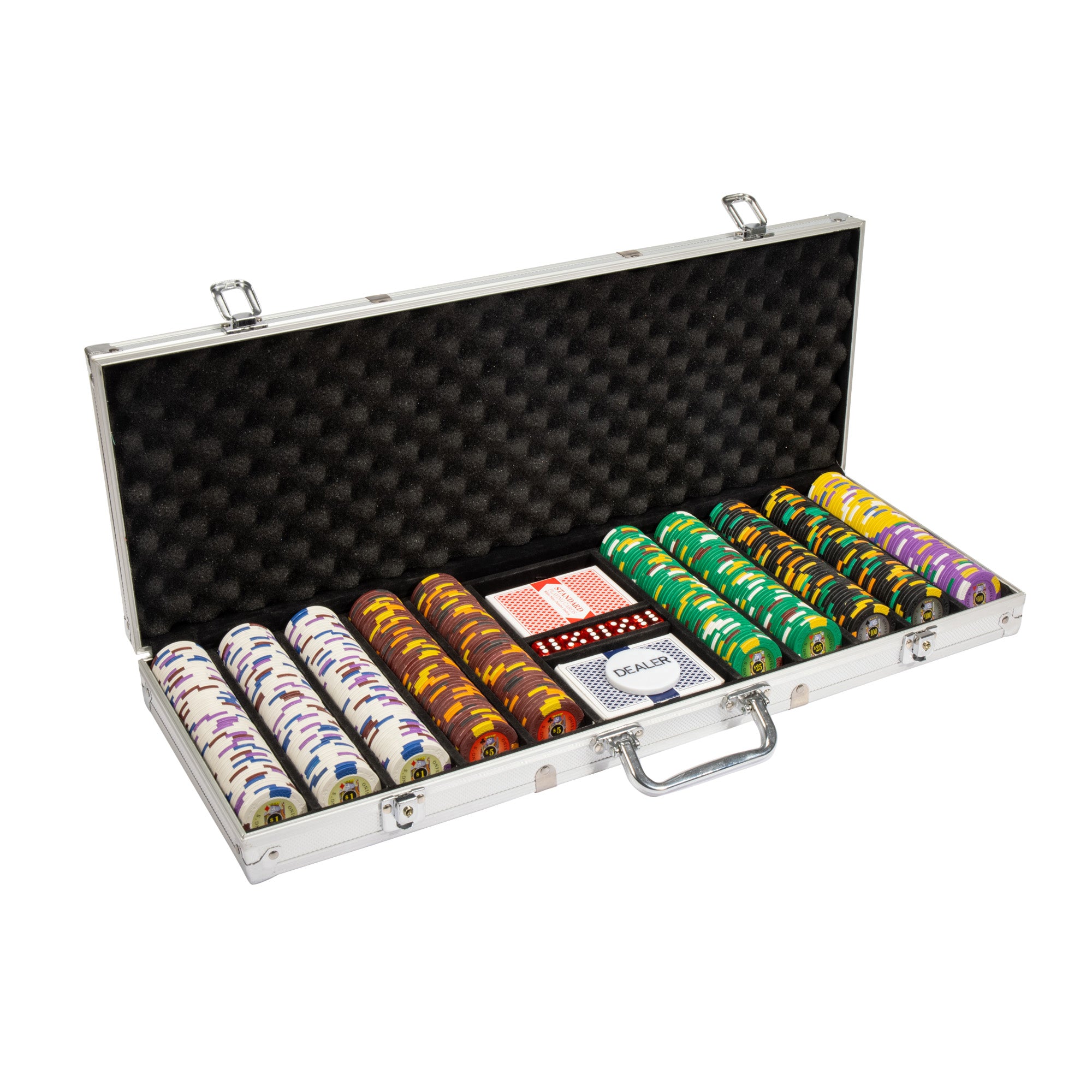 King's Casino 14-gram Poker Chip Set in Aluminum Case (500 Count) - Clay Composite