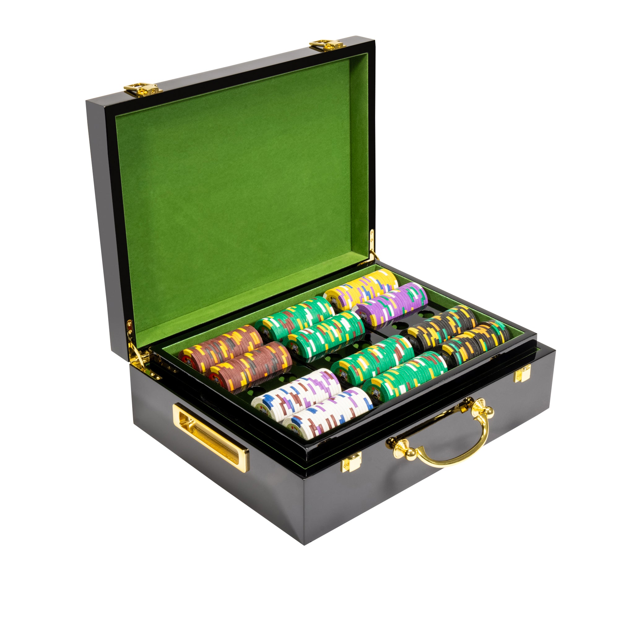 King's Casino 14-gram Poker Chip Set in Hi Gloss Wood Case (500 Count) - Clay Composite