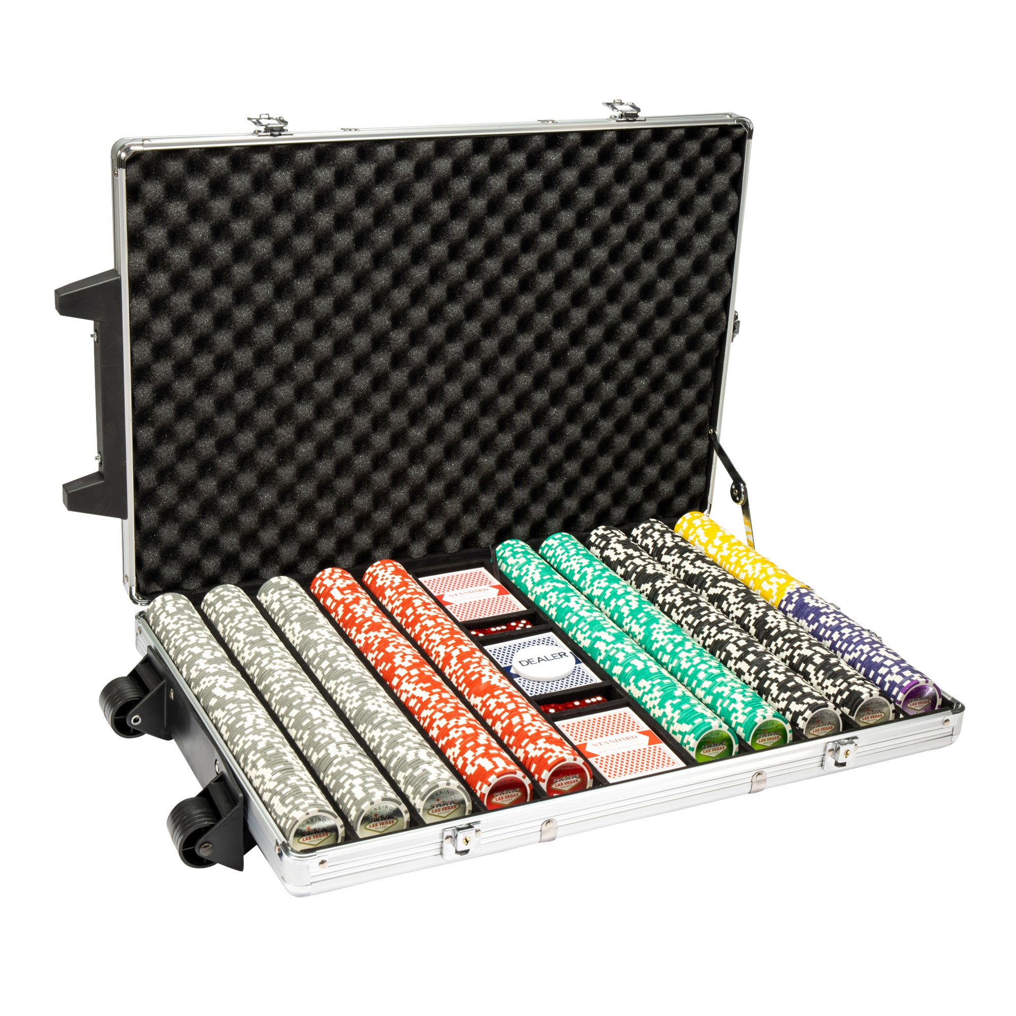 Las Vegas 14-gram Poker Chip Set in Rolling Aluminum Case (1000 Count) - Clay Composite