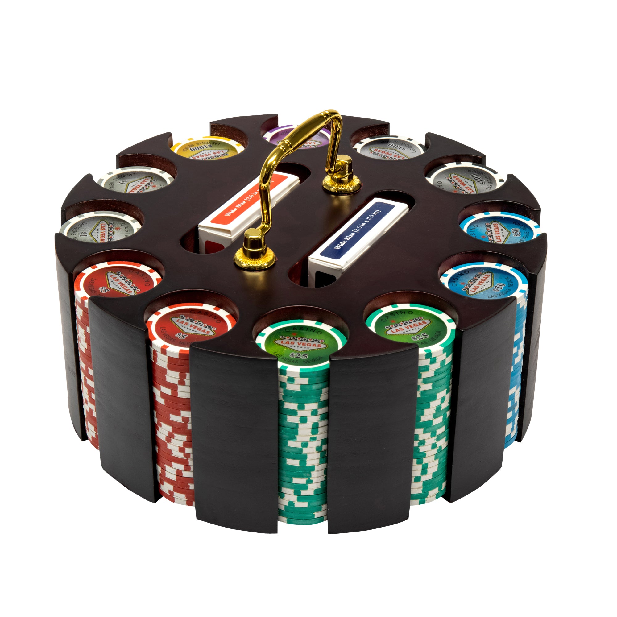 Las Vegas 14-gram Poker Chip Set in Wood Carousel (300 Count) - Clay Composite