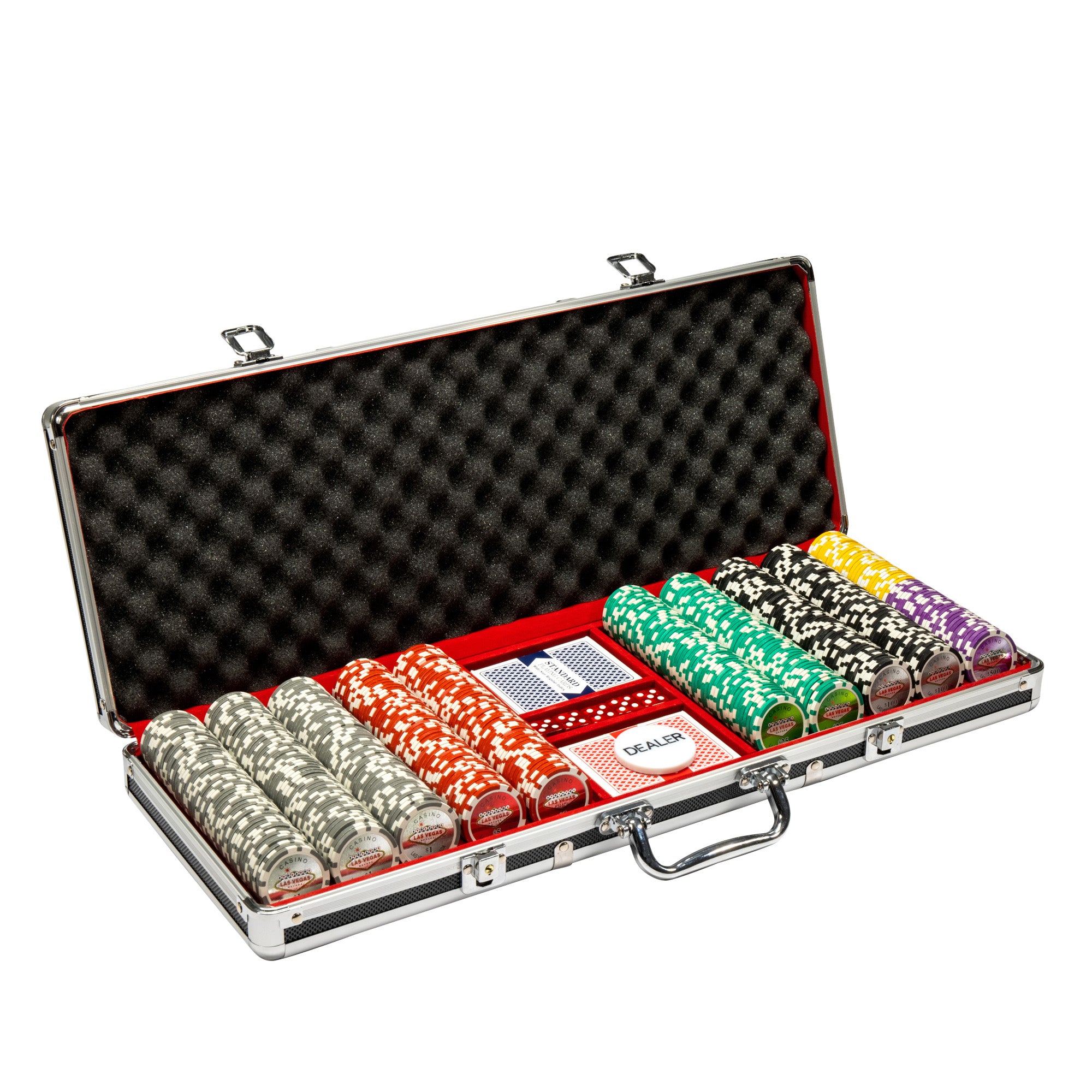 500 Ct Las Vegas 14 Gram Poker Chip Set w/ Black Aluminum Case