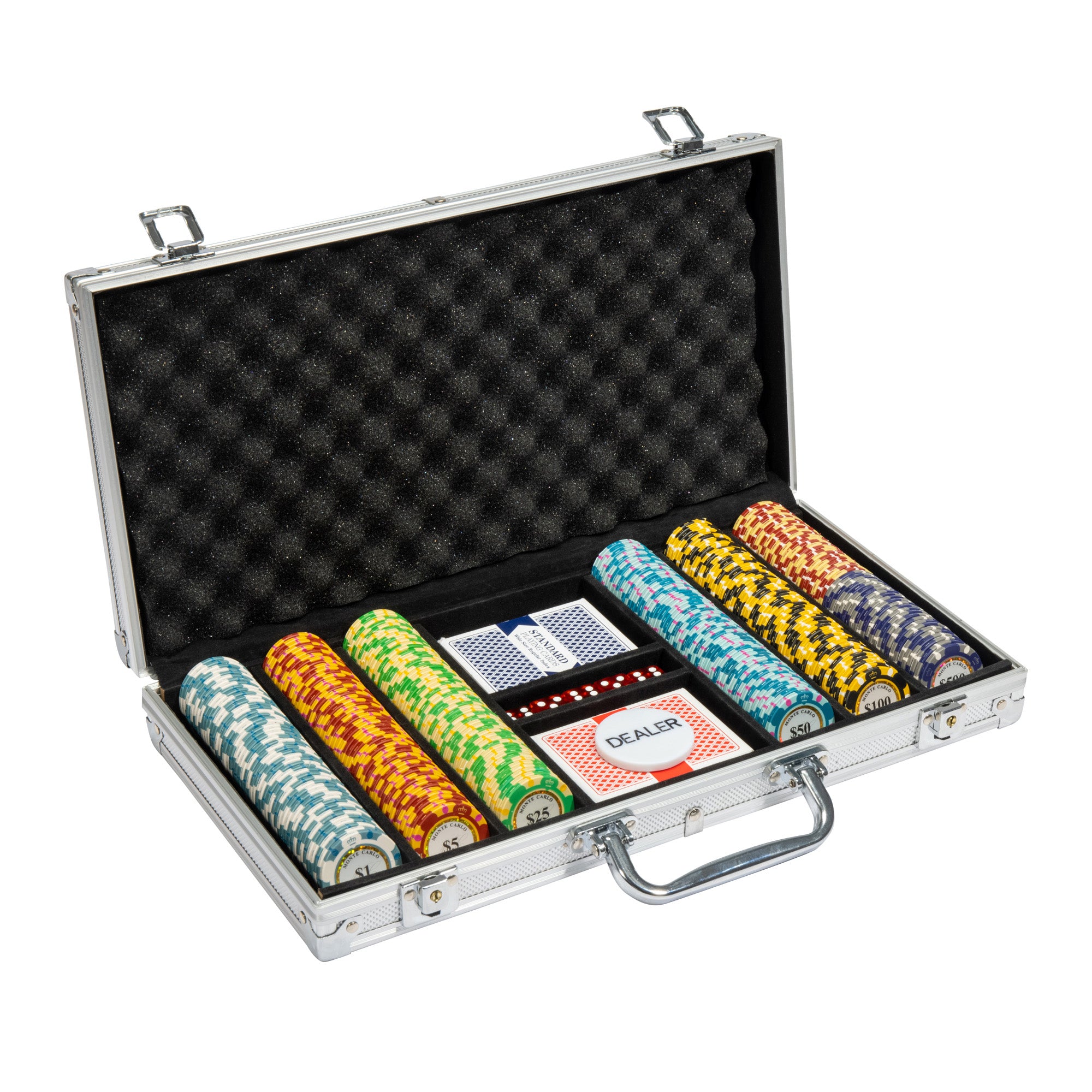 Monte Carlo 14-gram Poker Chip Set in Aluminum Case (300 Count) - Clay Composite