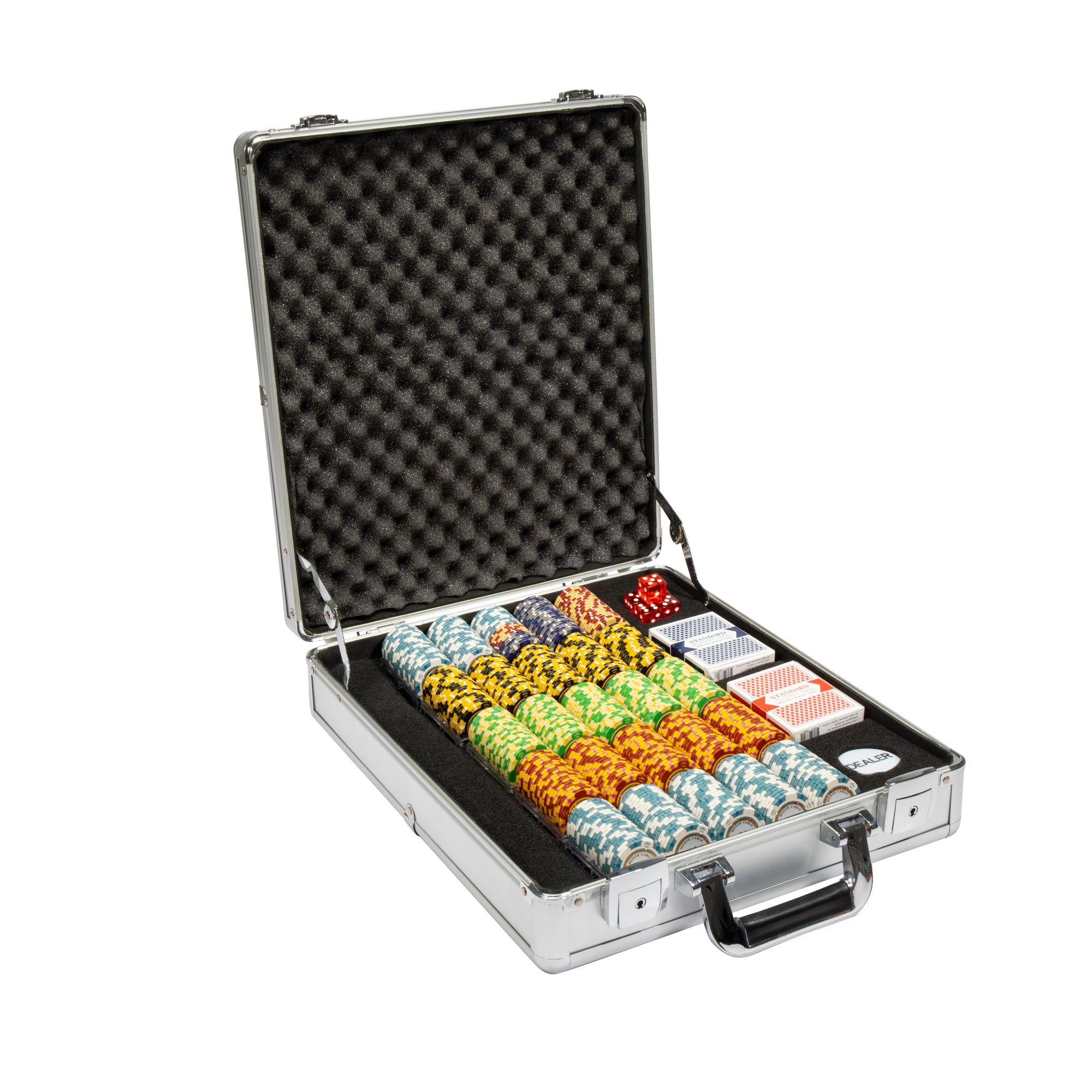 Monte Carlo 14-gram Holo Inlay Poker Chip Set in Claysmith Aluminum Case (500 Count) - Clay Composite