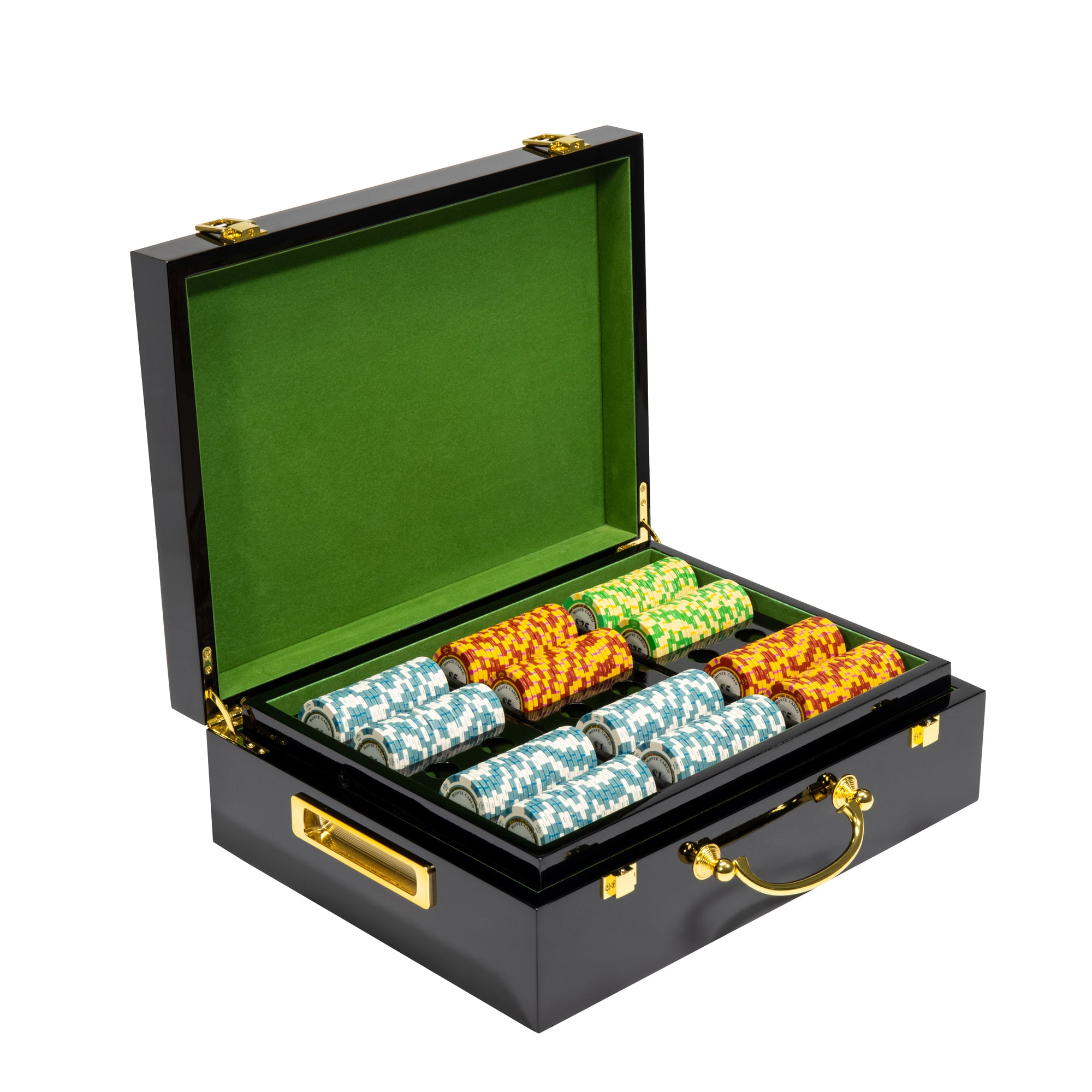 Pre-Pack - 500 Ct Monte Carlo Chip Set Hi Gloss Wooden Case