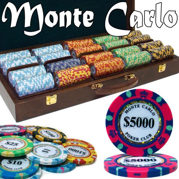 Custom - 500 Ct Monte Carlo Chip Set Walnut Wooden Case