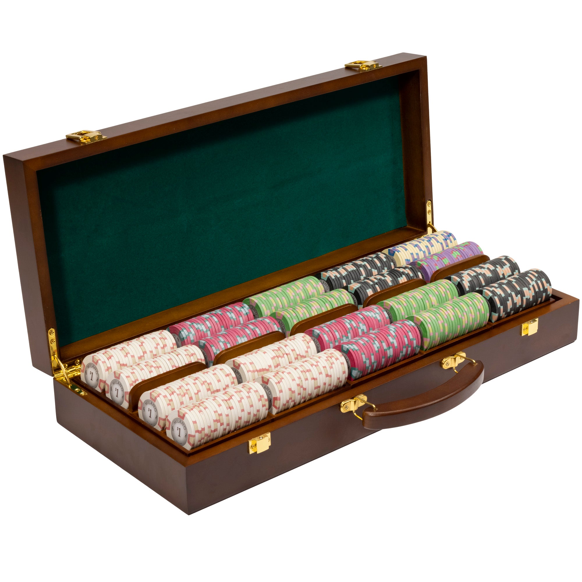 500Ct Claysmith Gaming "Milano" Chip Set in Walnut Case