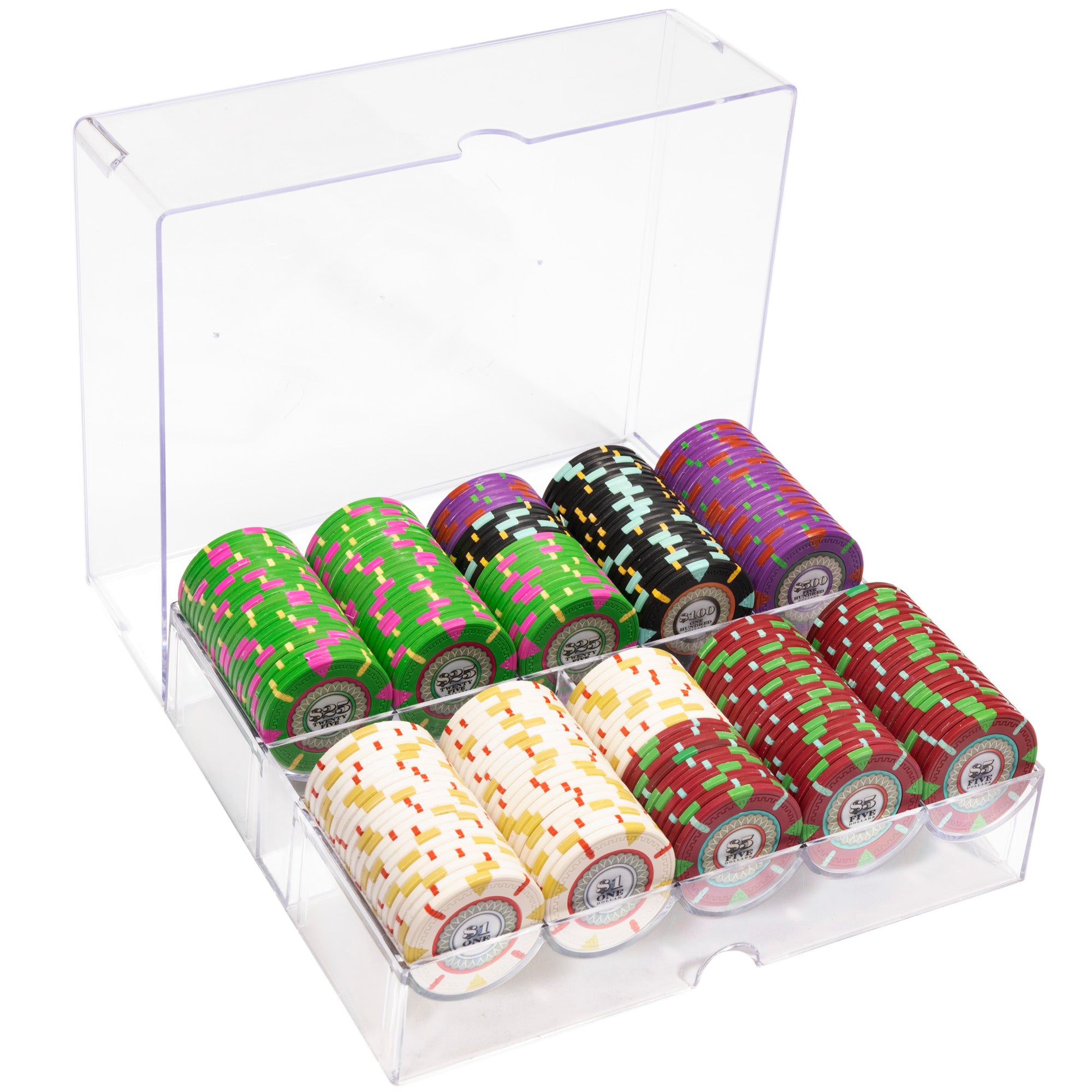 The Mint 13.5-gram Poker Chip Set in Acrylic Tray (200 Count) - Clay Composite