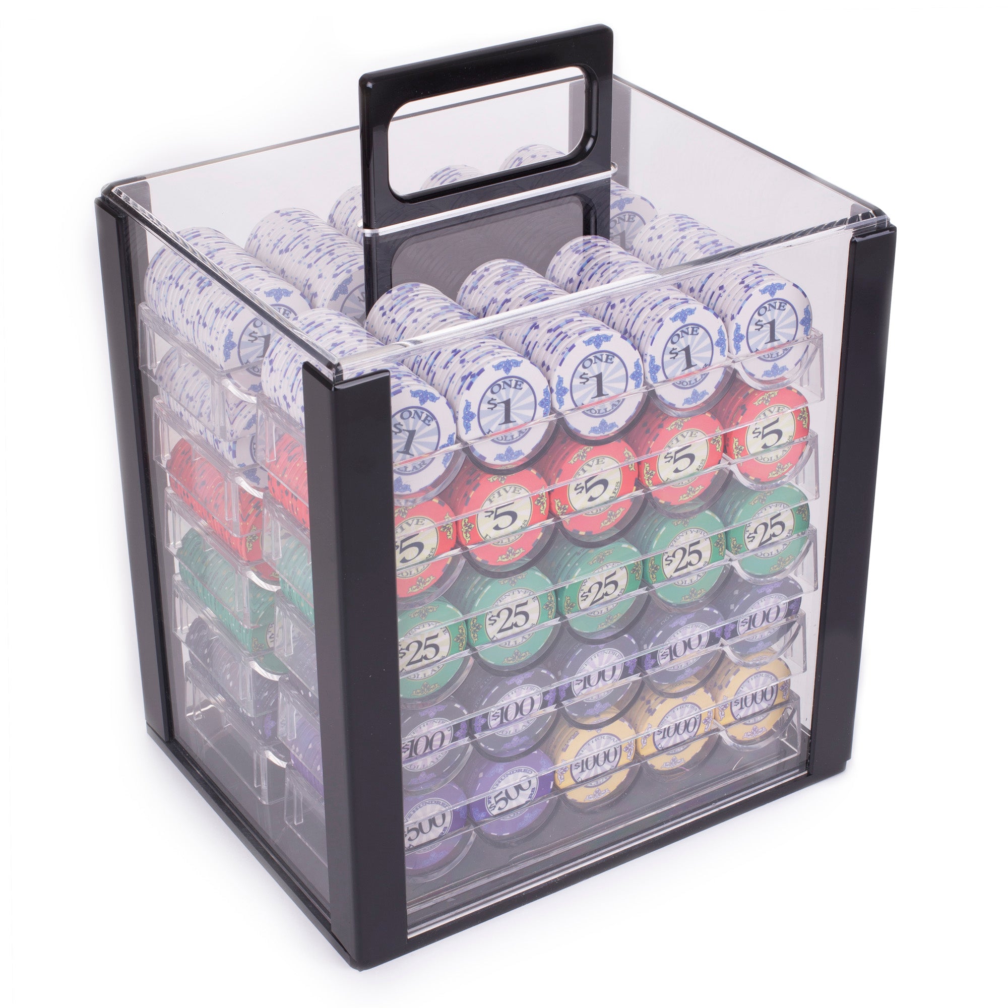 Scroll 10-gram Ceramic Poker Chip Set in Acrylic Case (1000 Count) - All Over Print