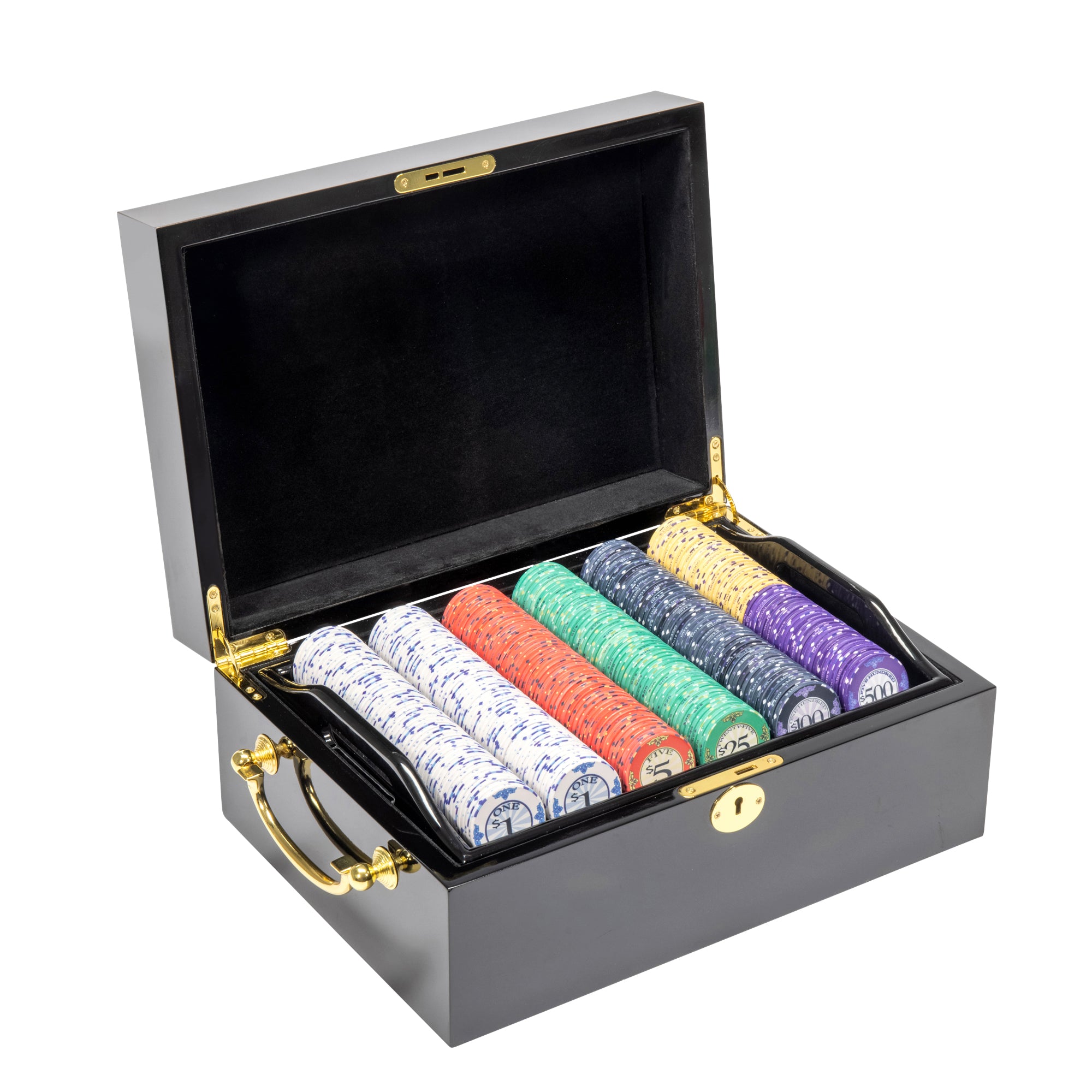 500 Ct Scroll 10 Gram Ceramic Poker Chip Set - Mahogany Case