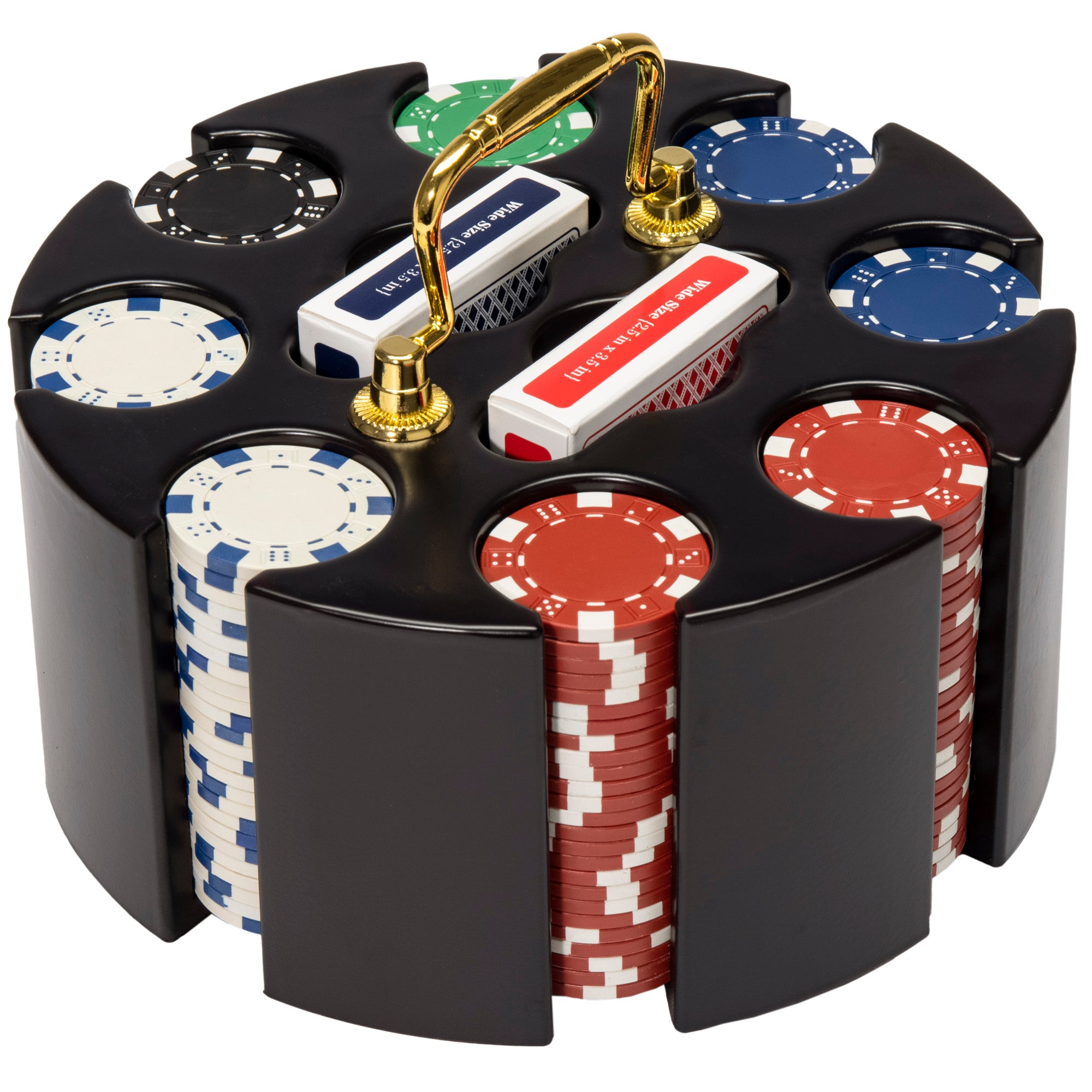 Striped Dice 11.5-gram Poker Chip Set in Wood Carousel (200 Count)