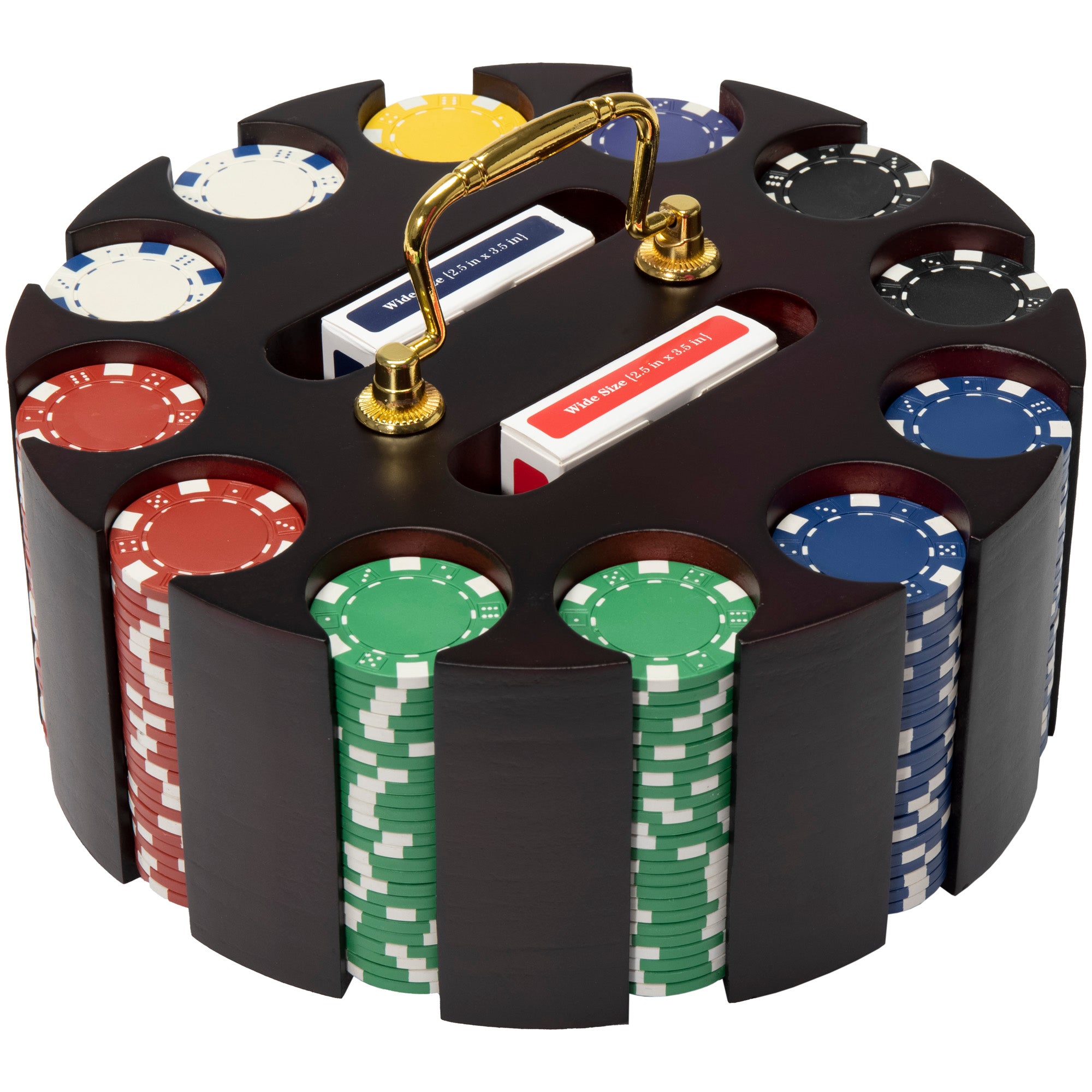 Striped Dice 11.5-gram Poker Chip Set in Wood Carousel (300 Count)