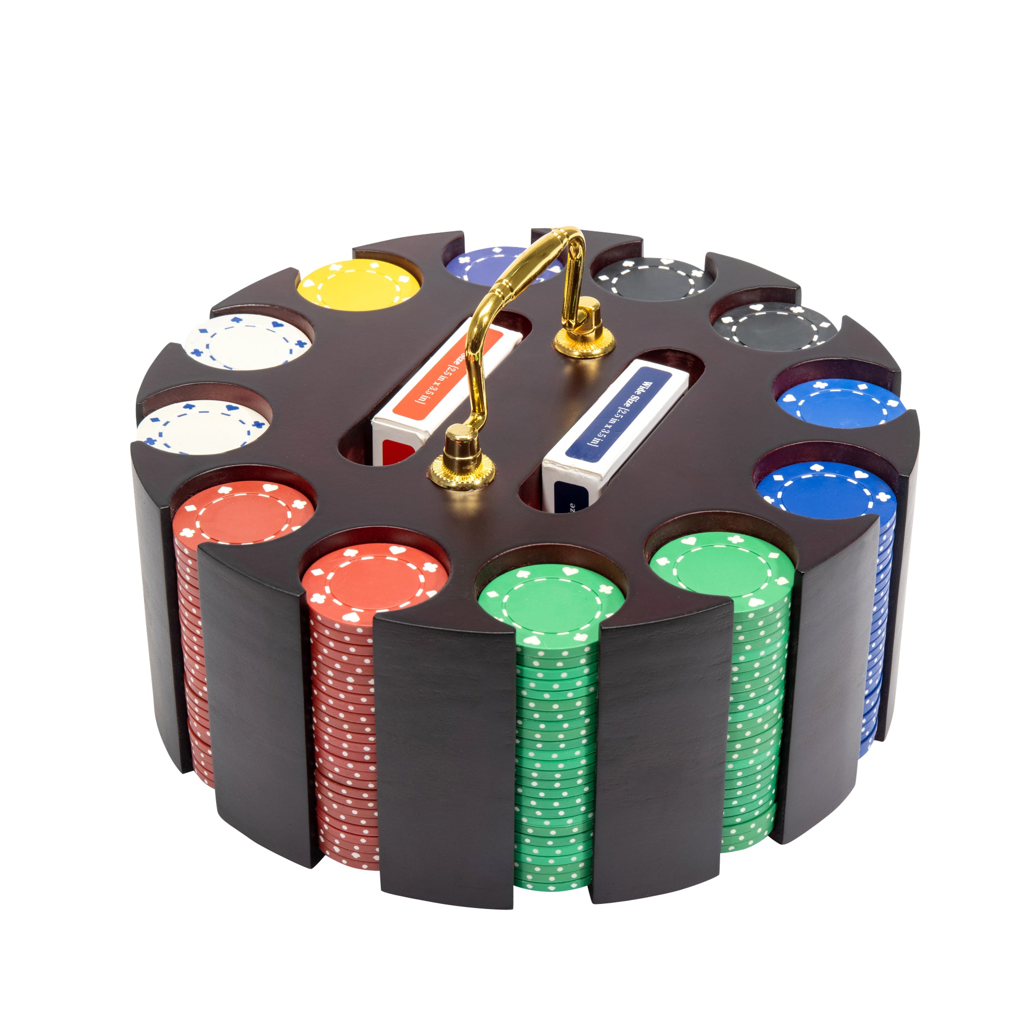 Suited 11.5-gram Poker Chip Set in Wood Carousel (300 Count)