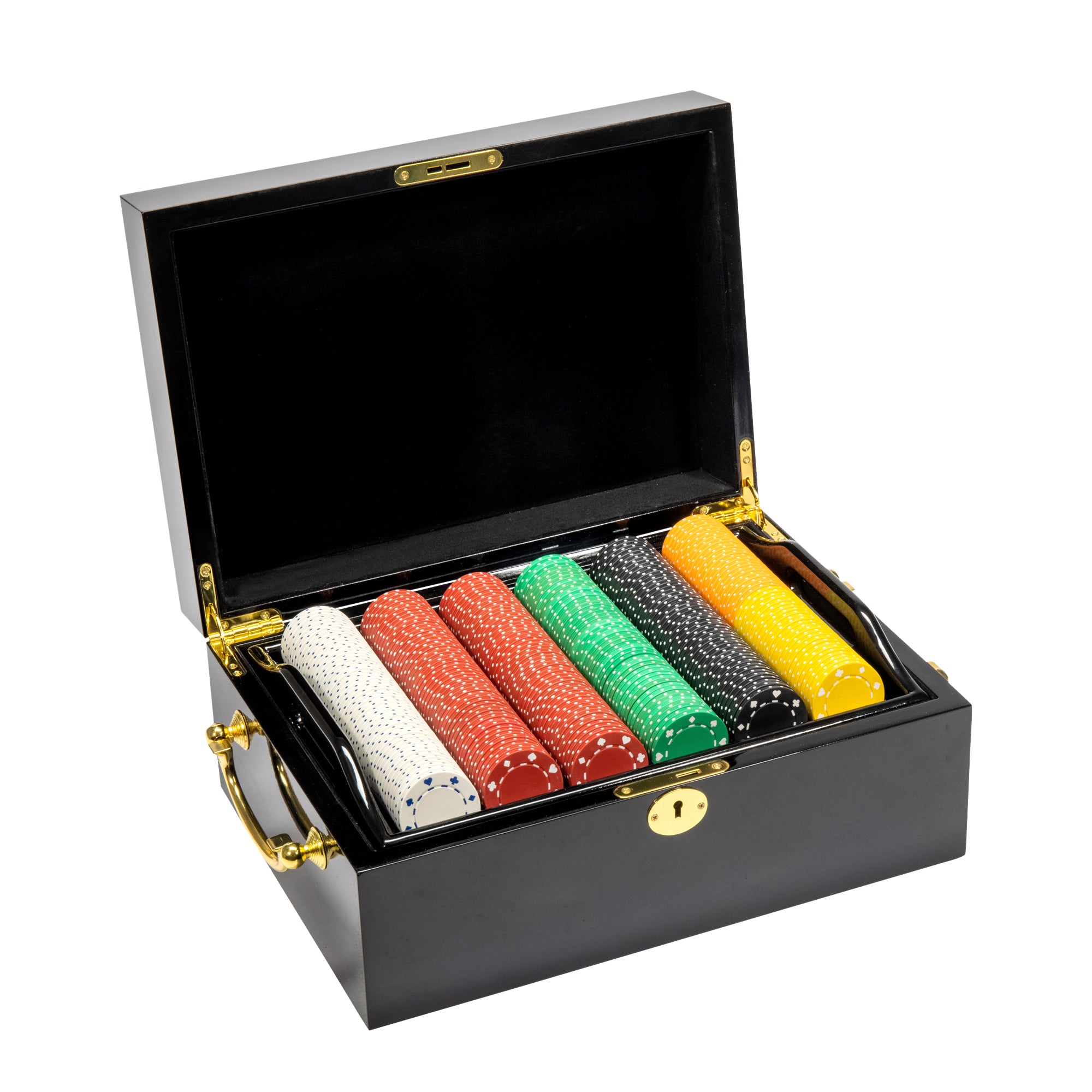 Suited 11.5-gram Poker Chip Set in Black Mahogany Wood Case (500 Count)