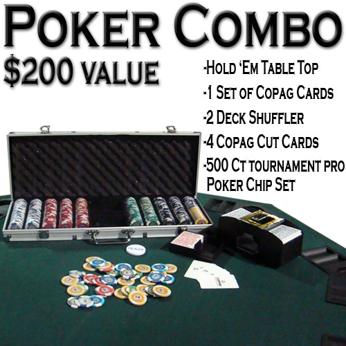 Texas Hold 'Em Poker Combo Pack w/ Table Top