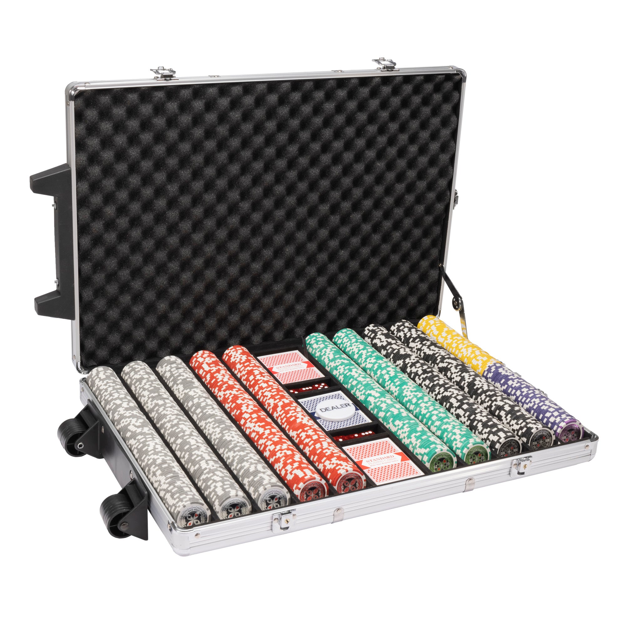 Ultimate 14-gram Poker Chip Set in Rolling Aluminum Case (1000 Count) - Clay Composite, Holo Inlay