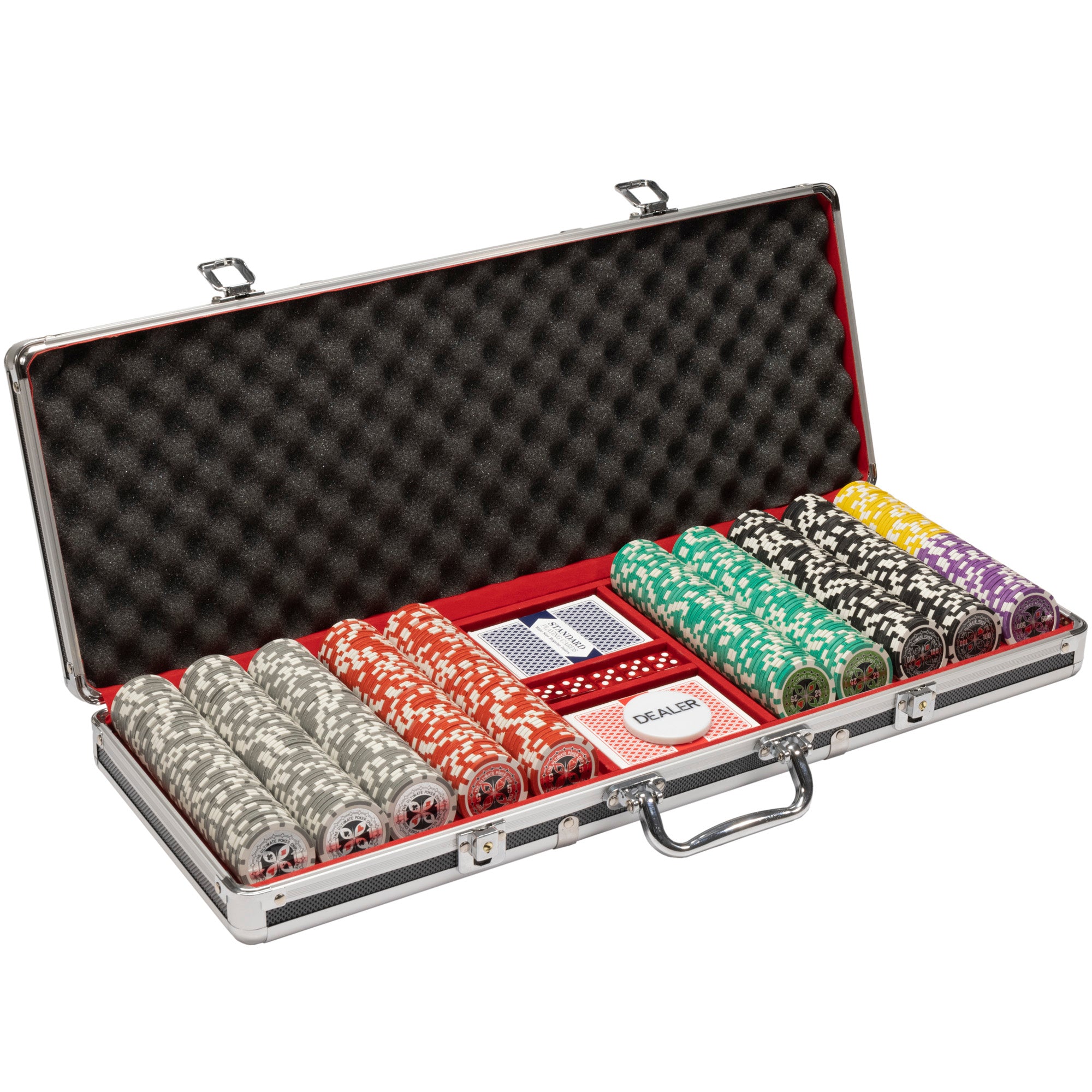 Ultimate 14-gram Poker Chip Set in Black Aluminum Case (500 Count) - Clay Composite