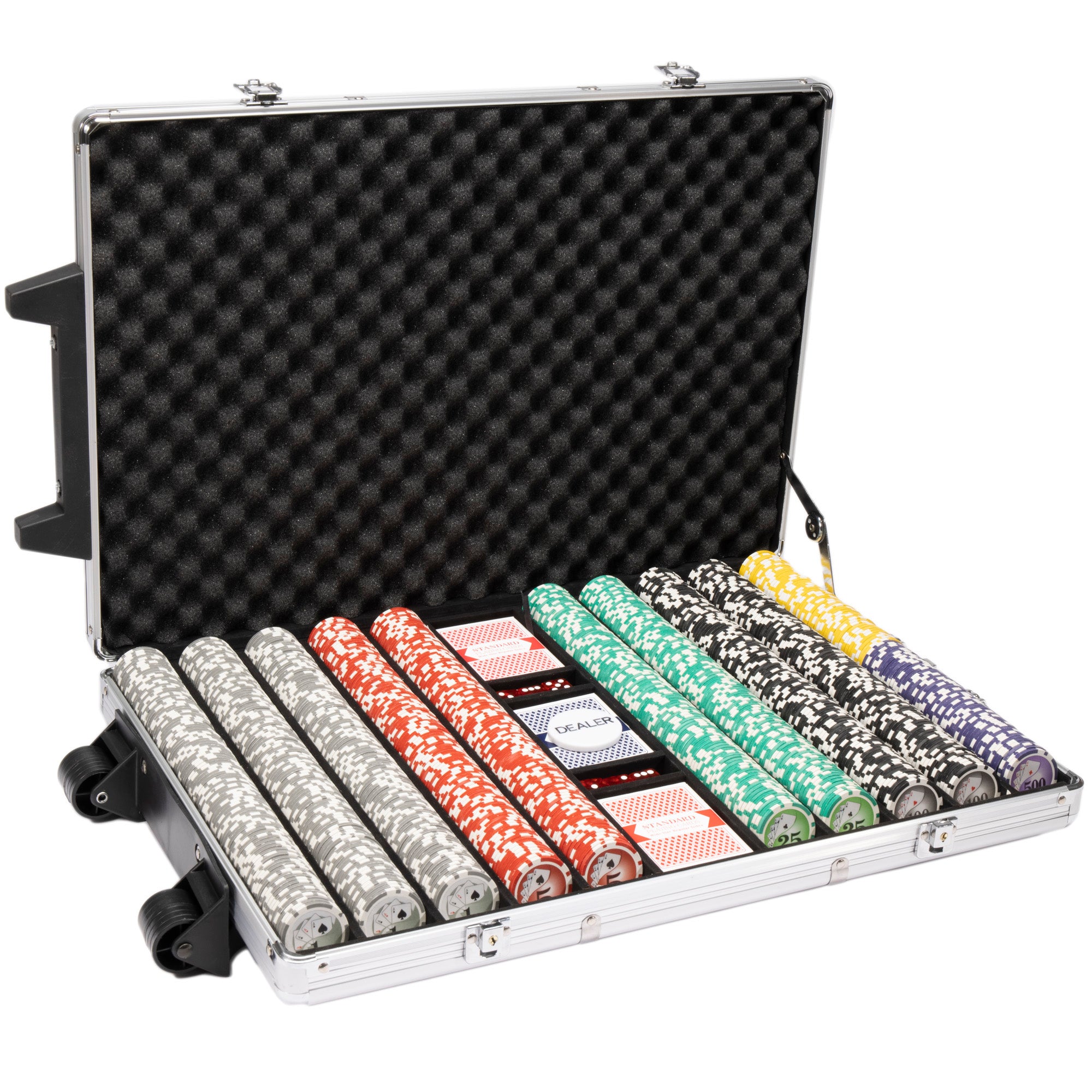 Las Vegas 14-gram Poker Chip Set in Rolling Aluminum Case (1000 Count) - Clay Composite