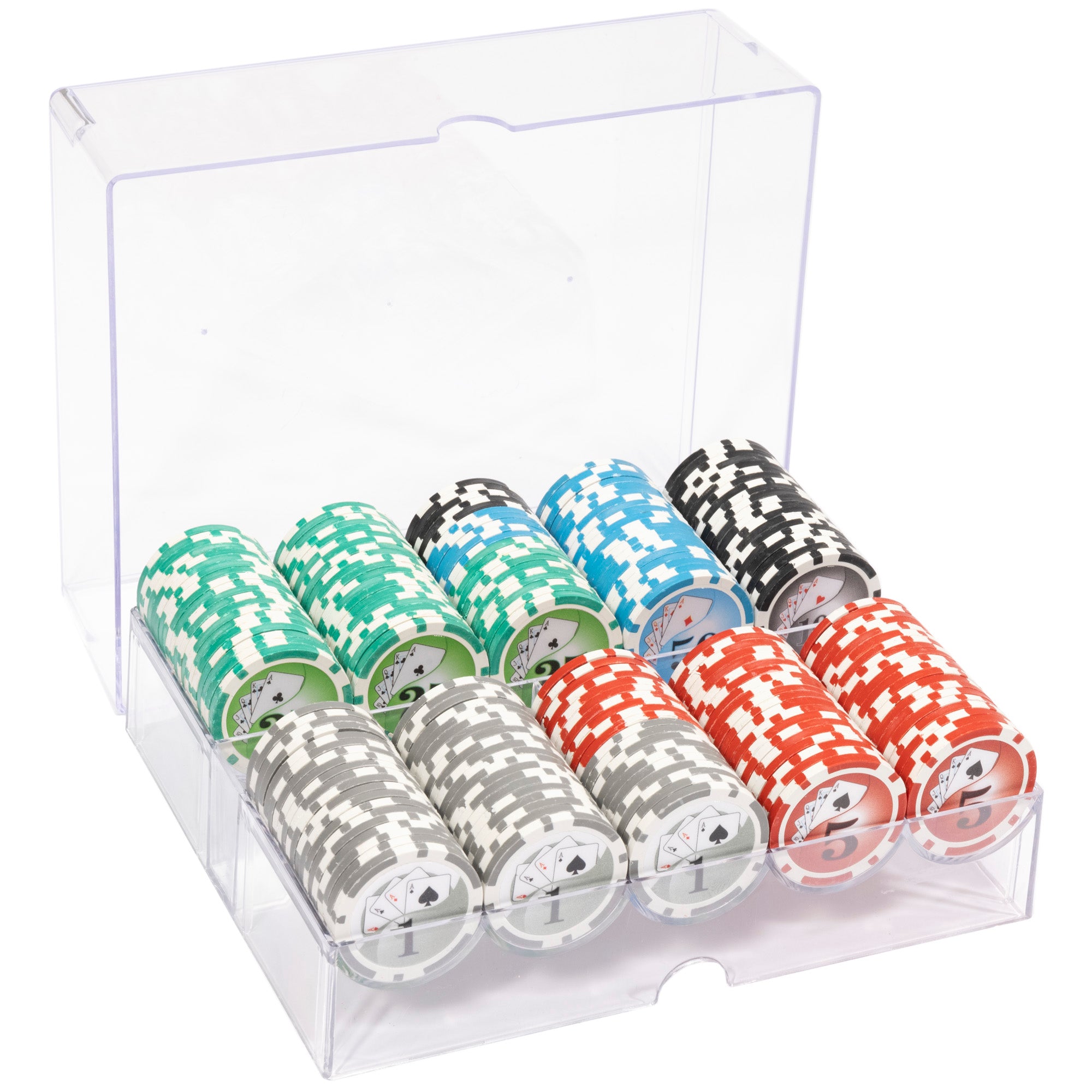 Yin Yang 14-gram Poker Chip Set in Acrylic Tray (200 Count) - Clay Composite