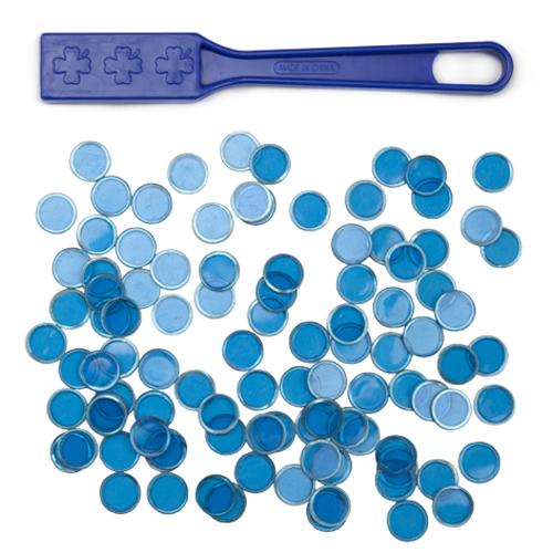 Blue Magnetic Bingo Wand with 100 Metallic Bingo Chips
