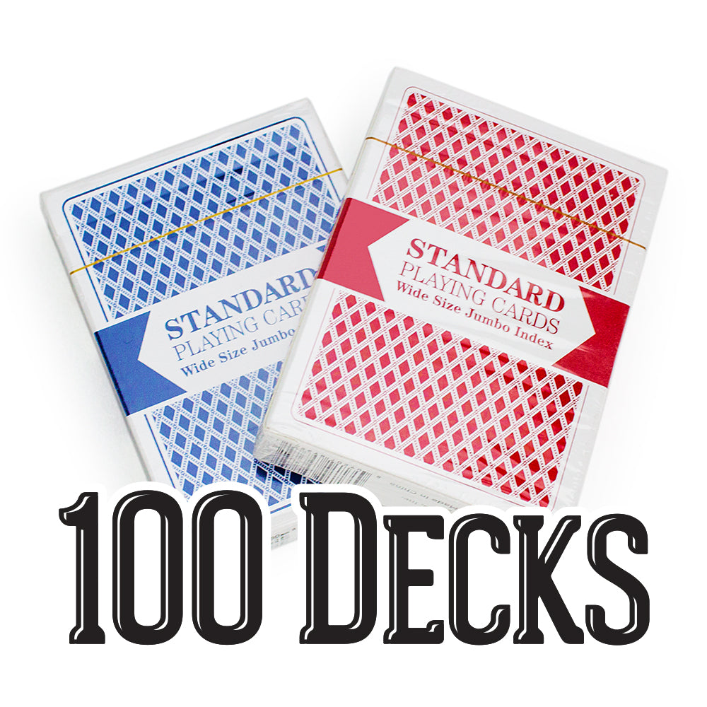 Brybelly Standard Playing Cards (100 Decks Red/Blue) Wide Size, Jumbo Index