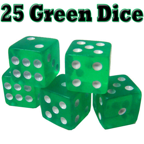 Game Dice, 16 mm Green (25-pack)