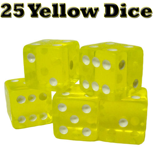 Game Dice, 16 mm Yellow (25-pack)