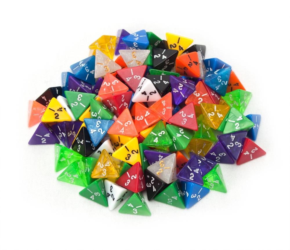 Wiz Dice Random D4 Polyhedral Dice (100+ Count)