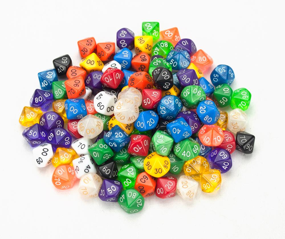 Bulk D10 (00) Polyhedral Dice (100+ Count)