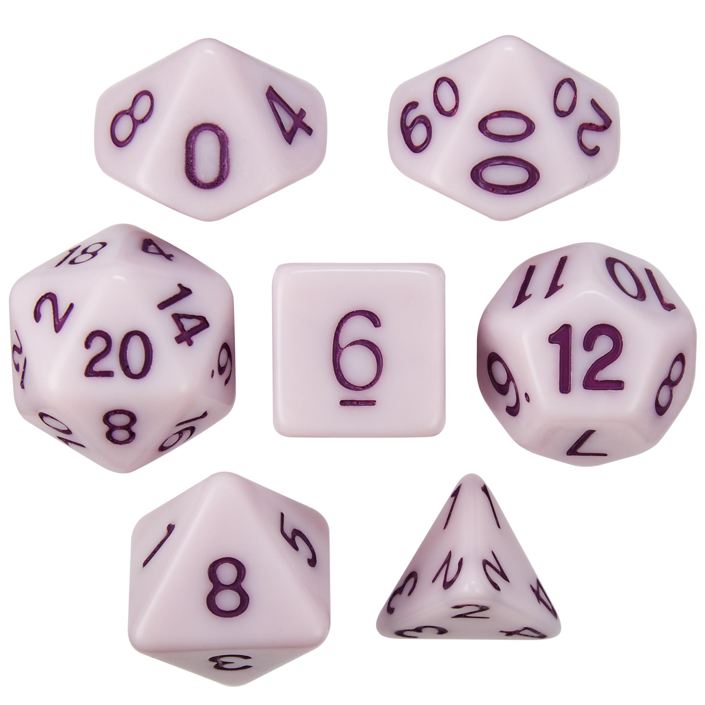 Set of 7 Dice - Nightshade Extract - Solid Purple with Purple Paint