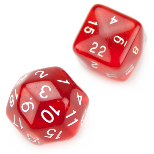 Set of 24 and 30 Sided Translucent Red Polyhedral Dice