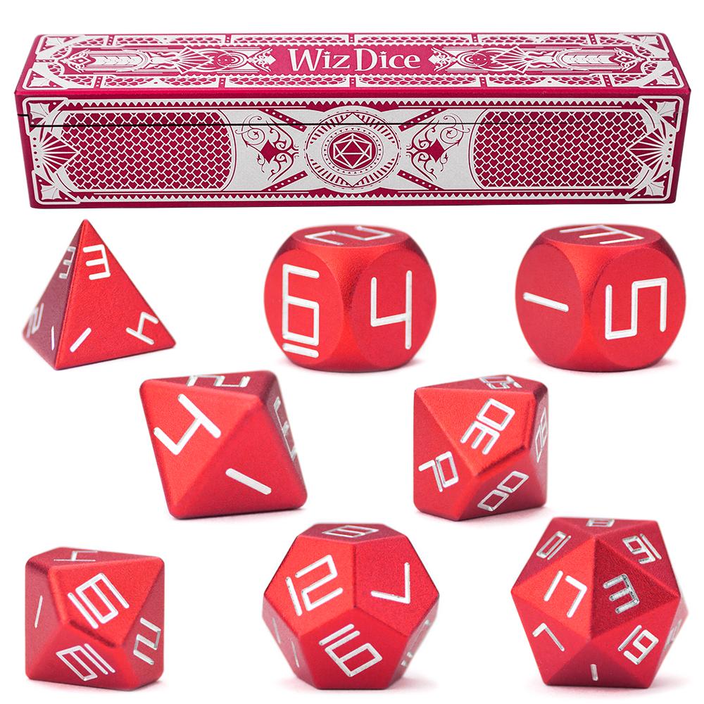 Set of 8 Cinder Red Precision Aluminum Polyhedrals