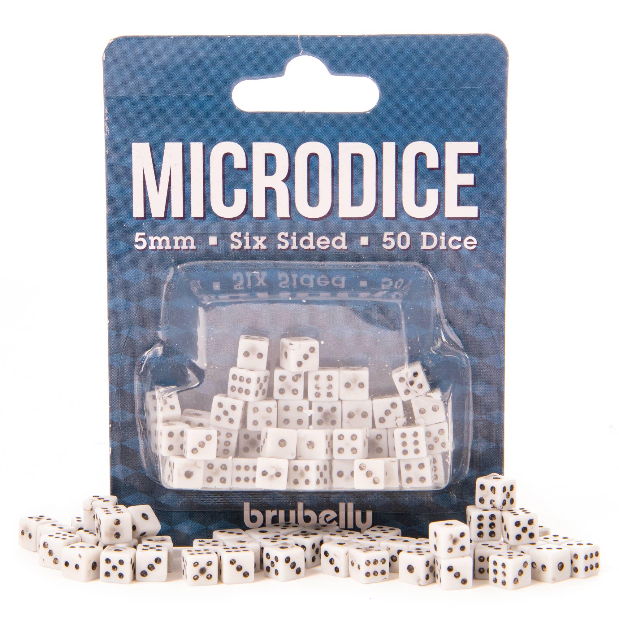 5mm Microdice, White with Black, 50-pack