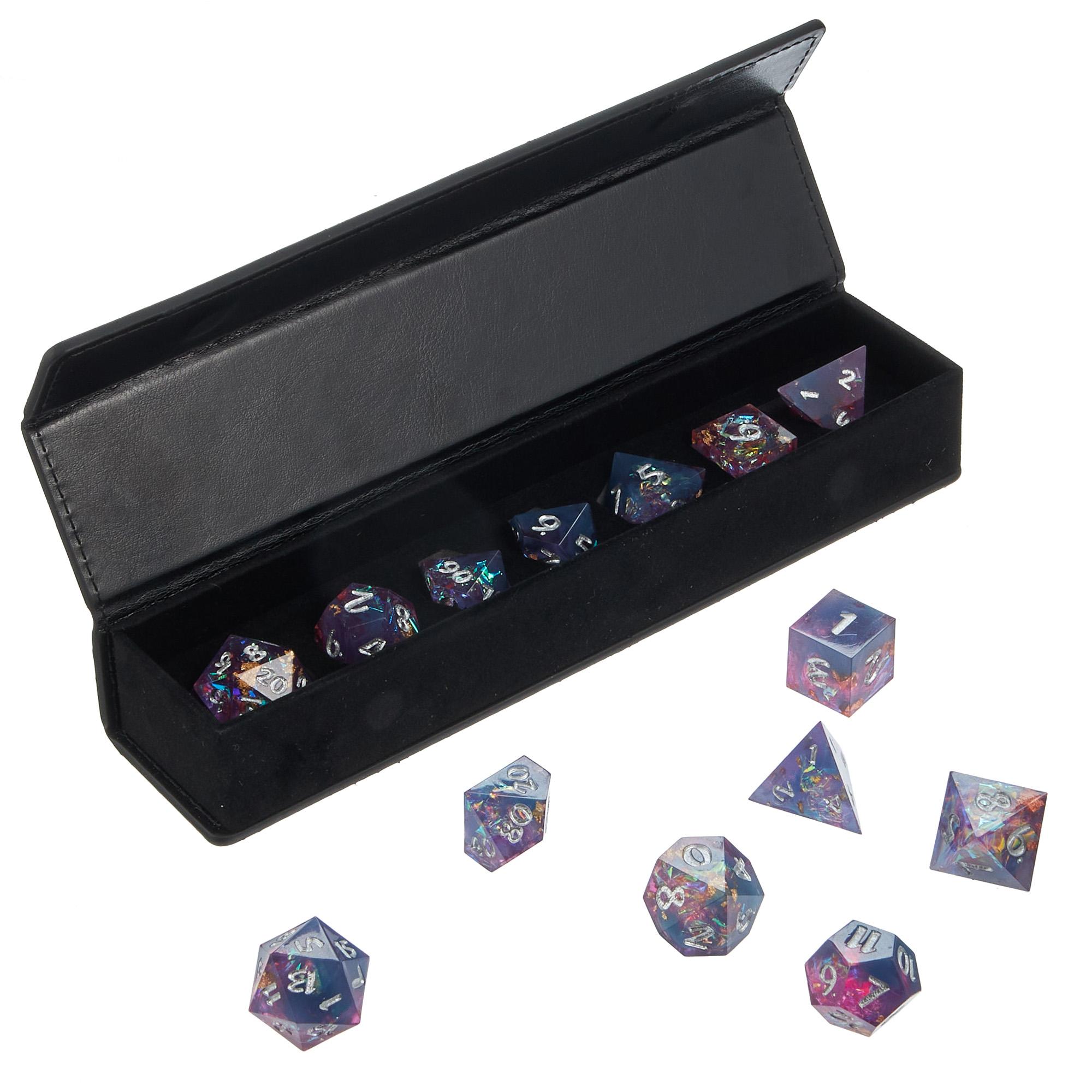 Sharp Edge Resin Dice in Leather Gift Box