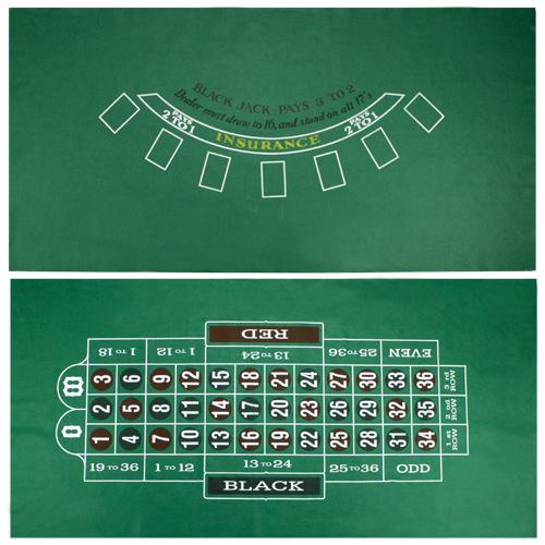 Blackjack & Roulette Hold 'Em Table Felt - Full-Size, Double-Sided