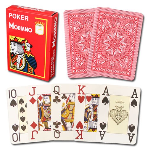 Modiano Cristallo Poker Size, 4 PIP Jumbo Red
