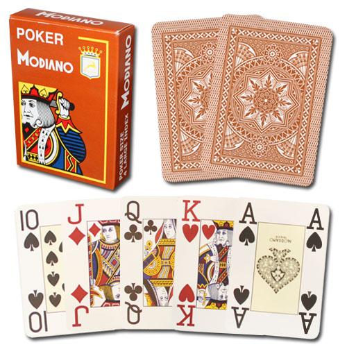Modiano Cristallo Poker Size, 4 PIP Jumbo Brown
