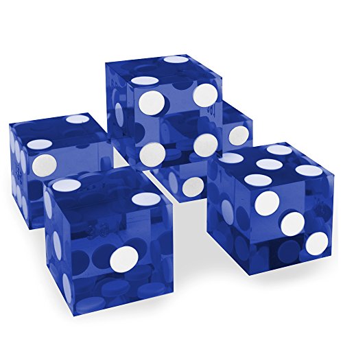 Precision 19mm Casino Dice (5-pack Blue) - Razor Edge, Matching Serial Numbers
