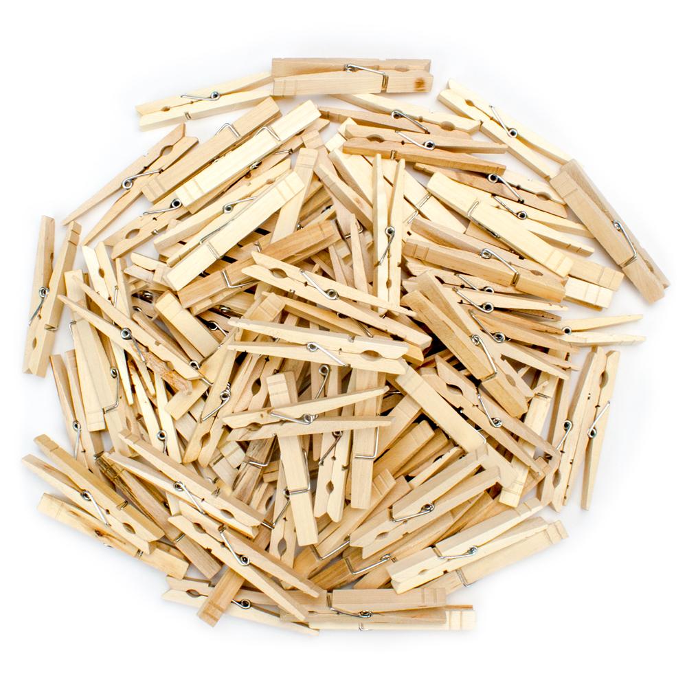 Wooden Spring Clothespins, 100-pack