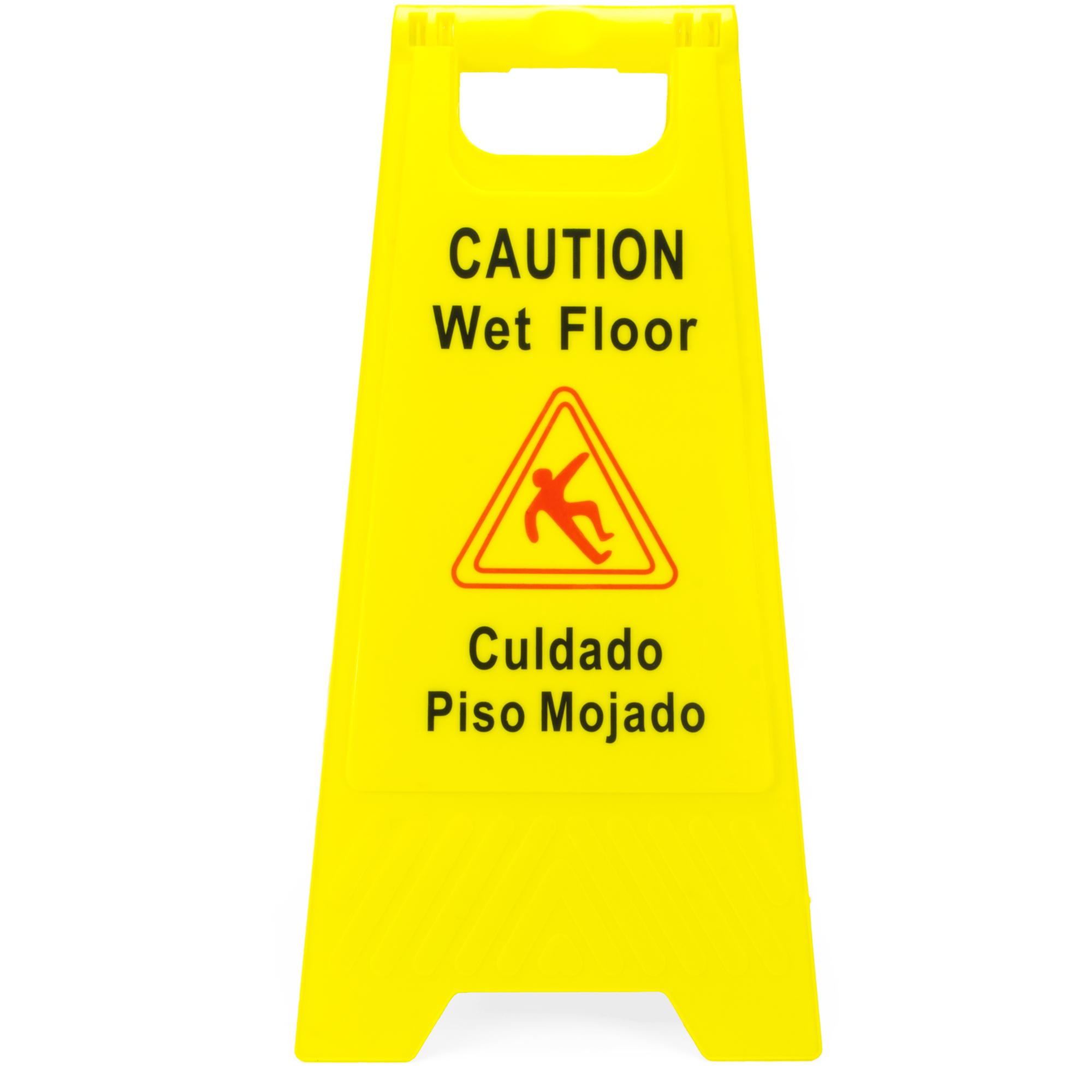 Caution Wet Floor Sign, English & Spanish