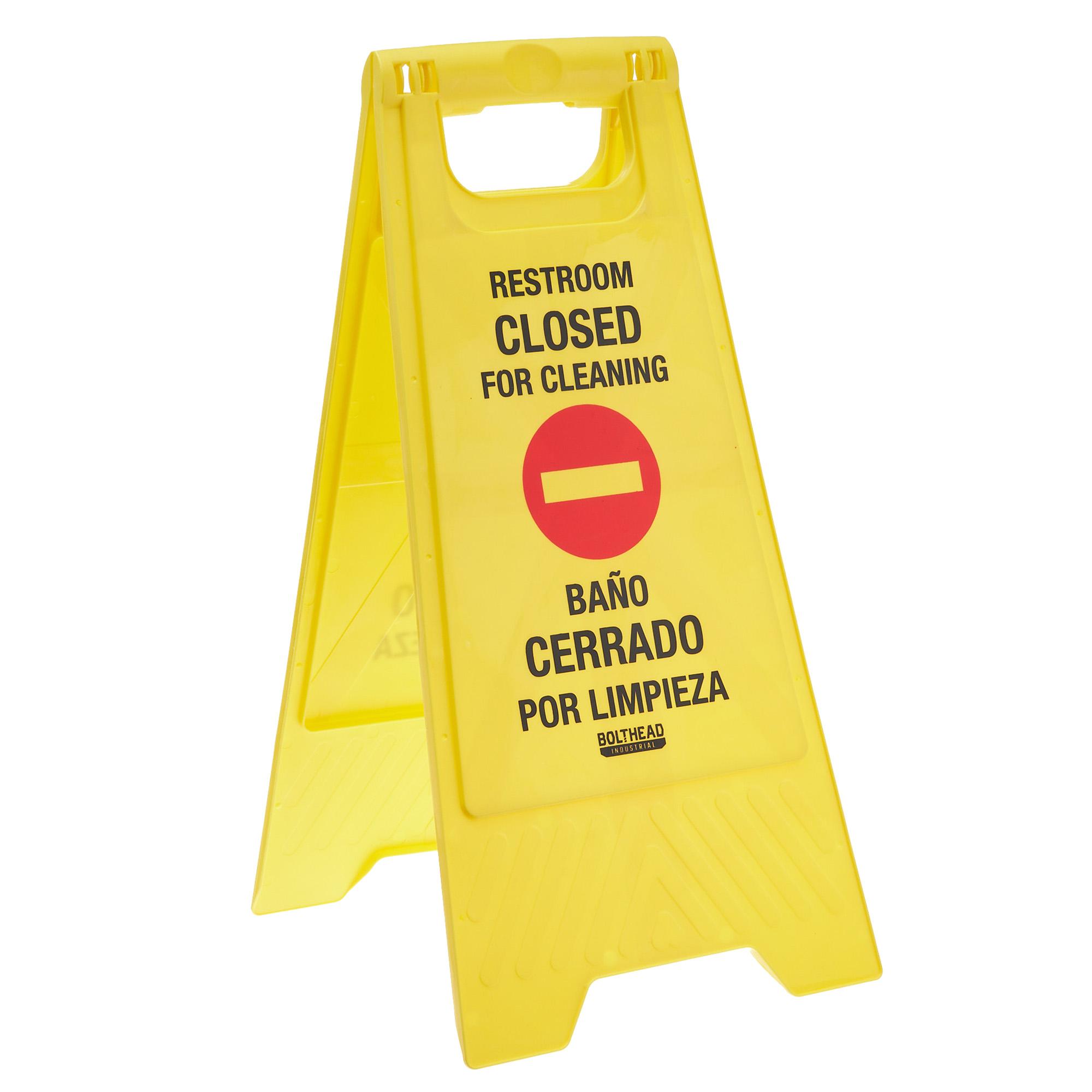 Restroom Closed for Cleaning - A-Frame Floor Sign, Bilingual