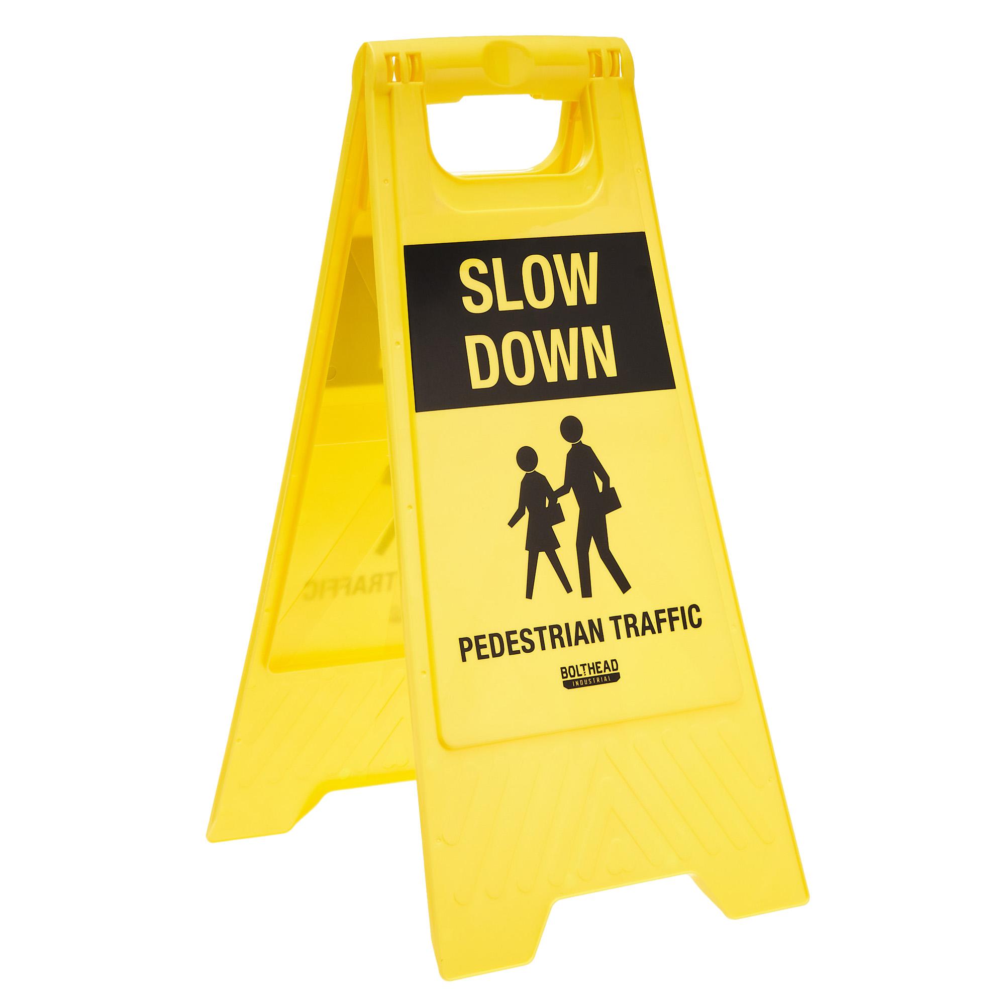 Slow Down Pedestrian Traffic - A-Frame Floor Sign